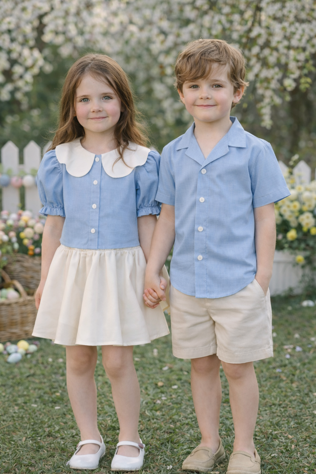 Set cămăși frate-sora “Blue Harmony”