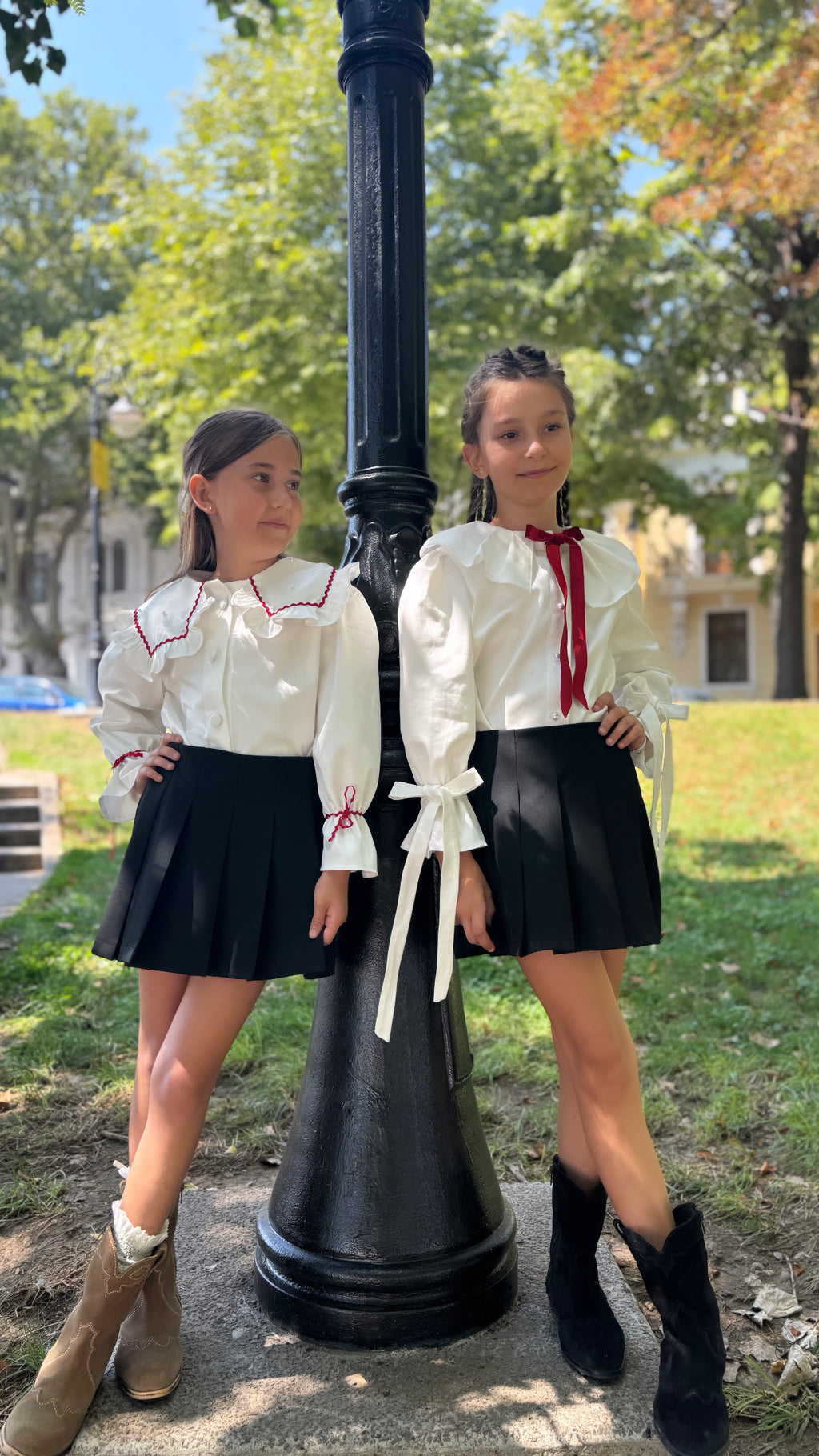 Fustă-pantalon neagra pentru scoala cu cute mari