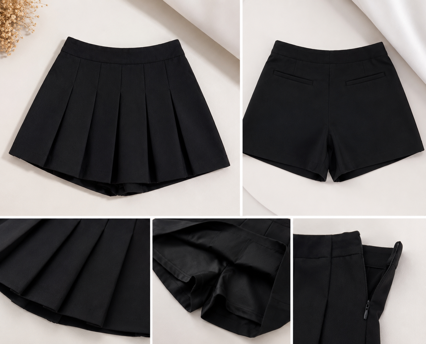 Fustă-pantalon neagra pentru scoala cu cute mari