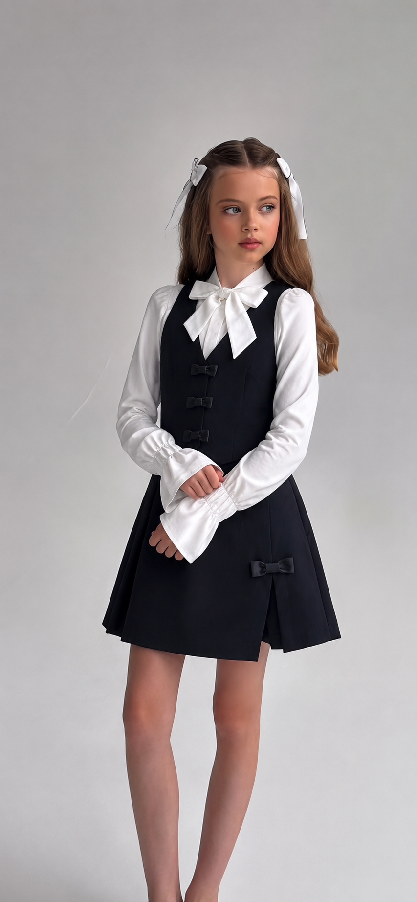 Set uniforma școlară fete-  vesta si fusta-pantalon