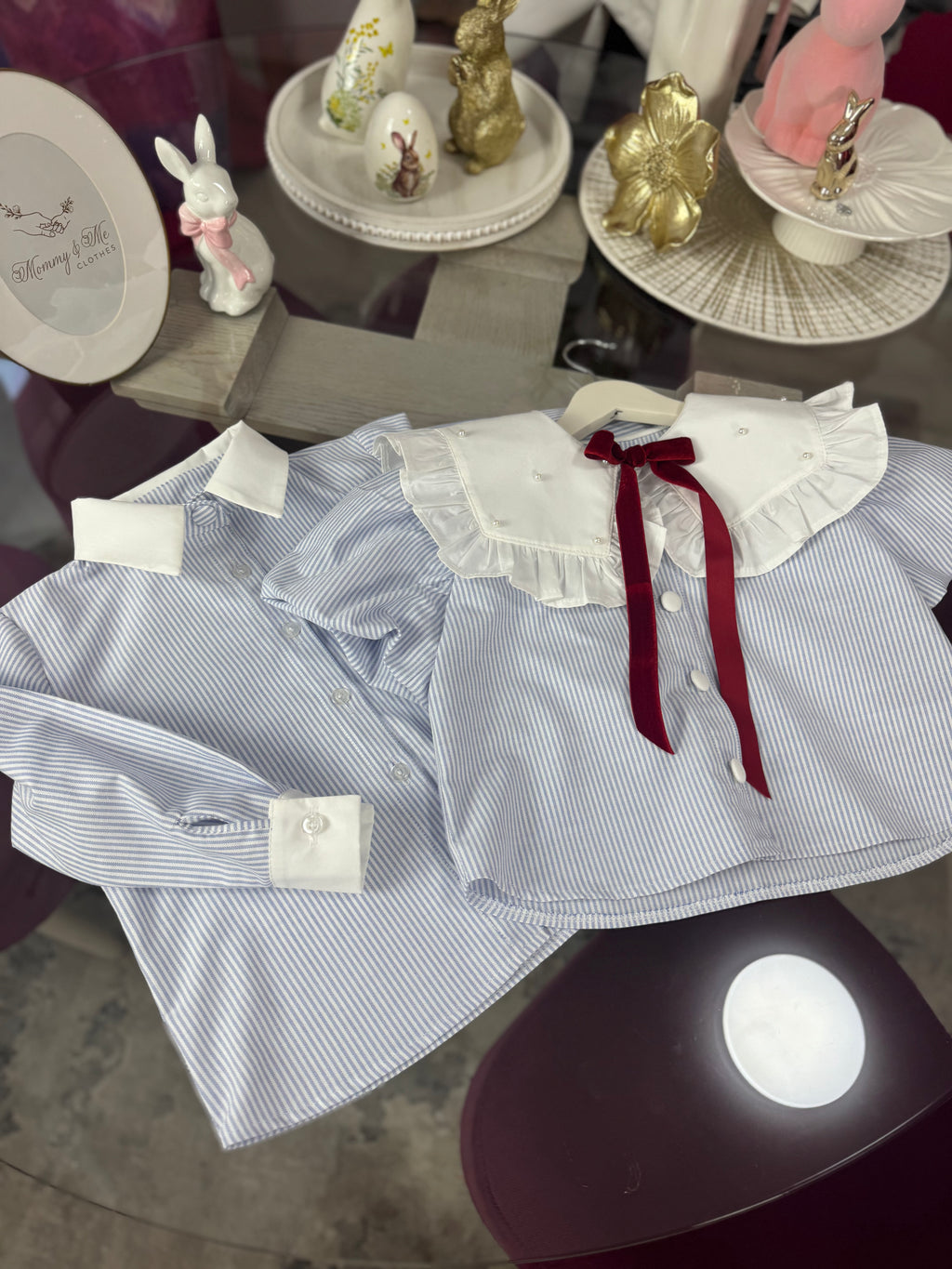 Set frate-soră “Blue Stripe Charm”