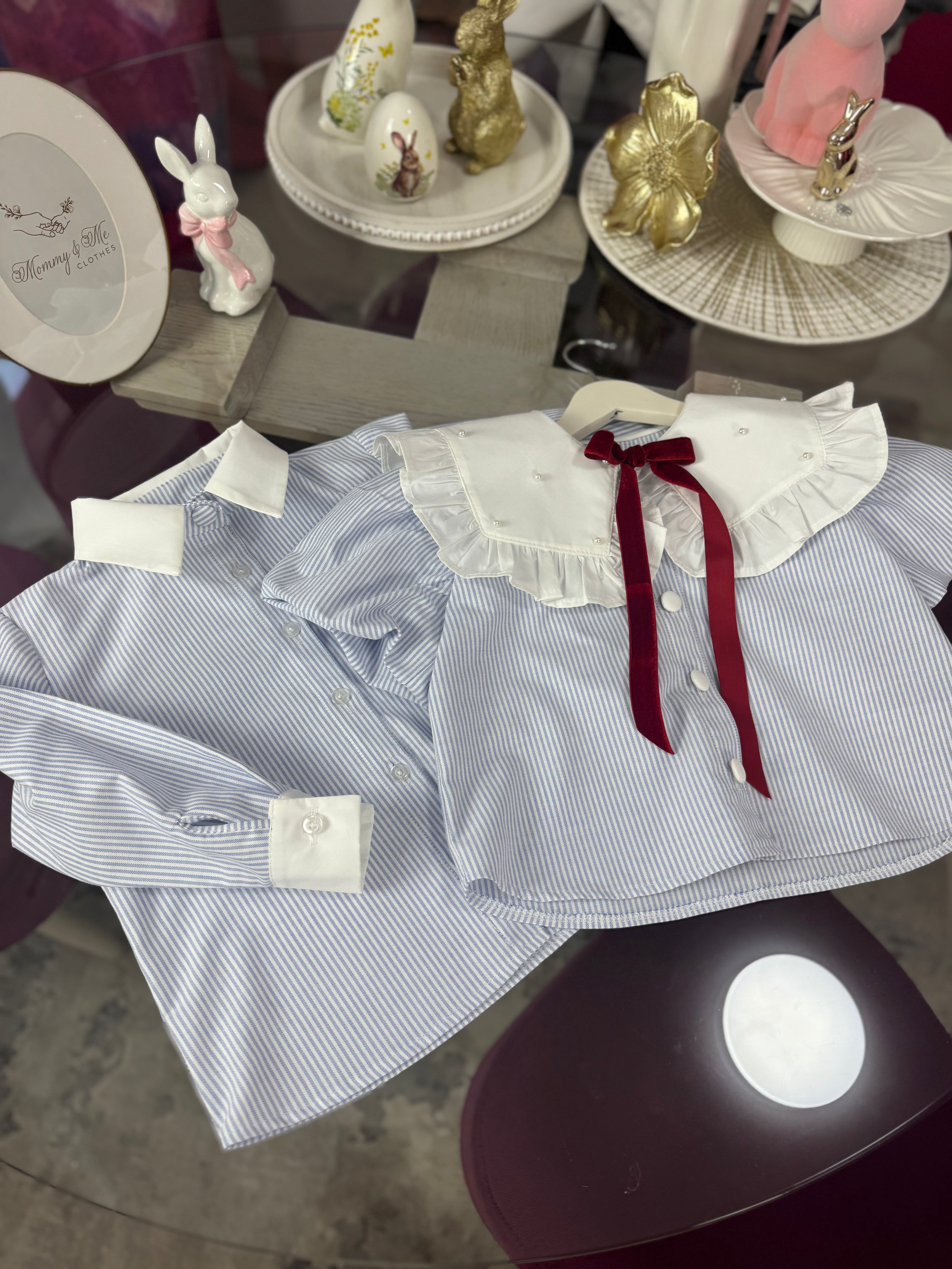 Set frate-soră “Blue Stripe Charm”