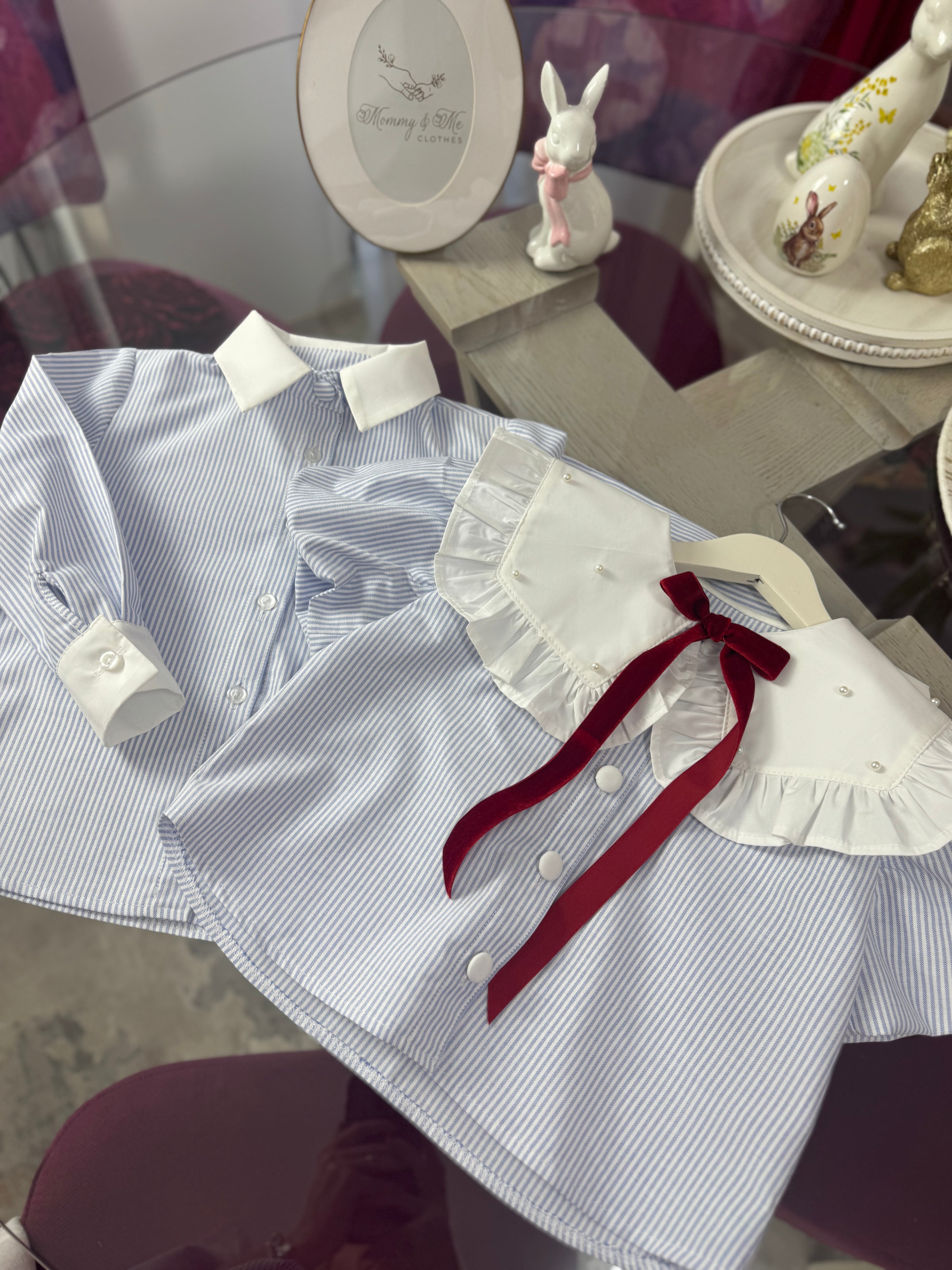 Set frate-soră “Blue Stripe Charm”