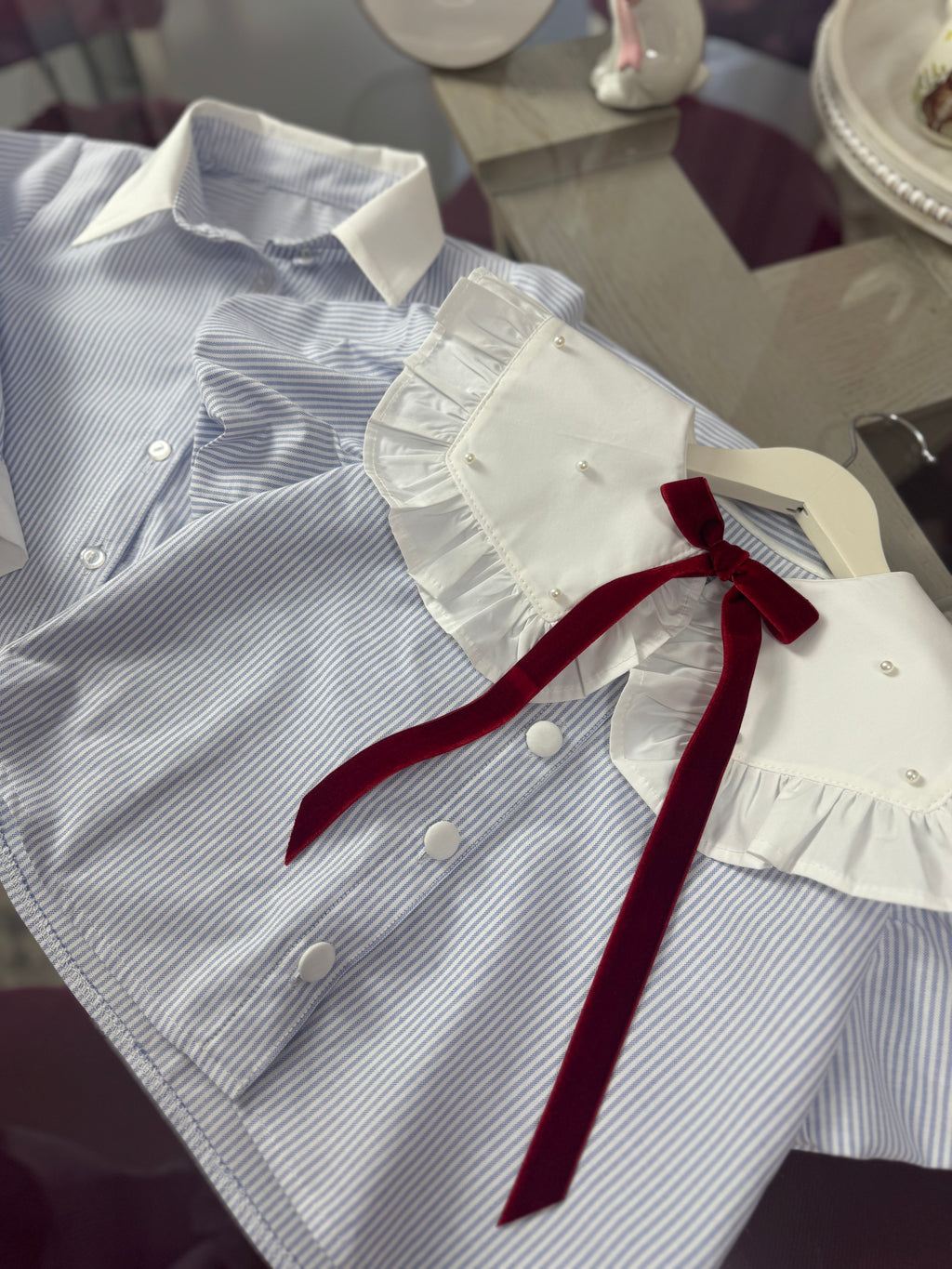 Set cămăși mama-fiica “Blue Pearl Stripes”