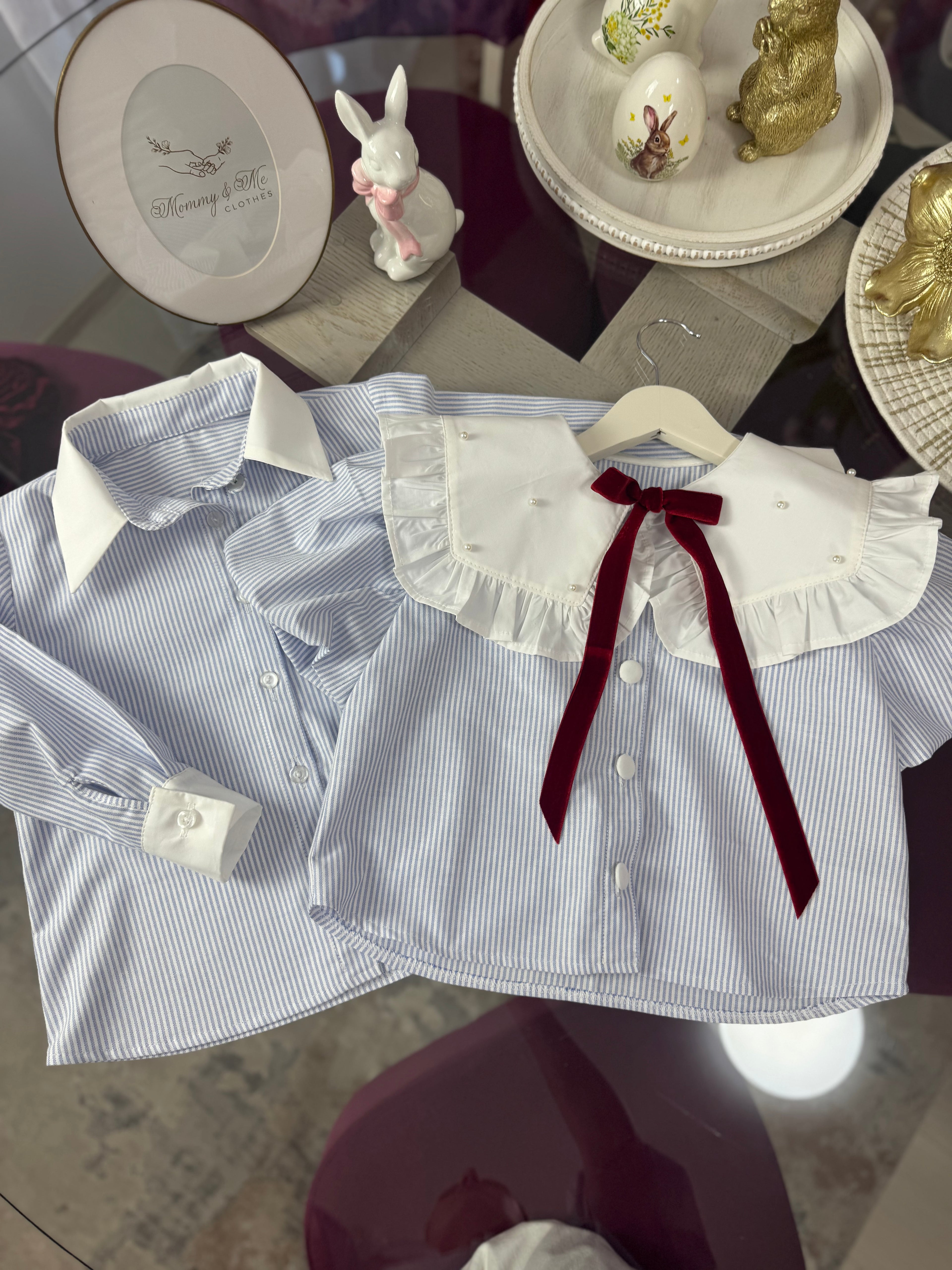 Set frate-soră “Blue Stripe Charm”
