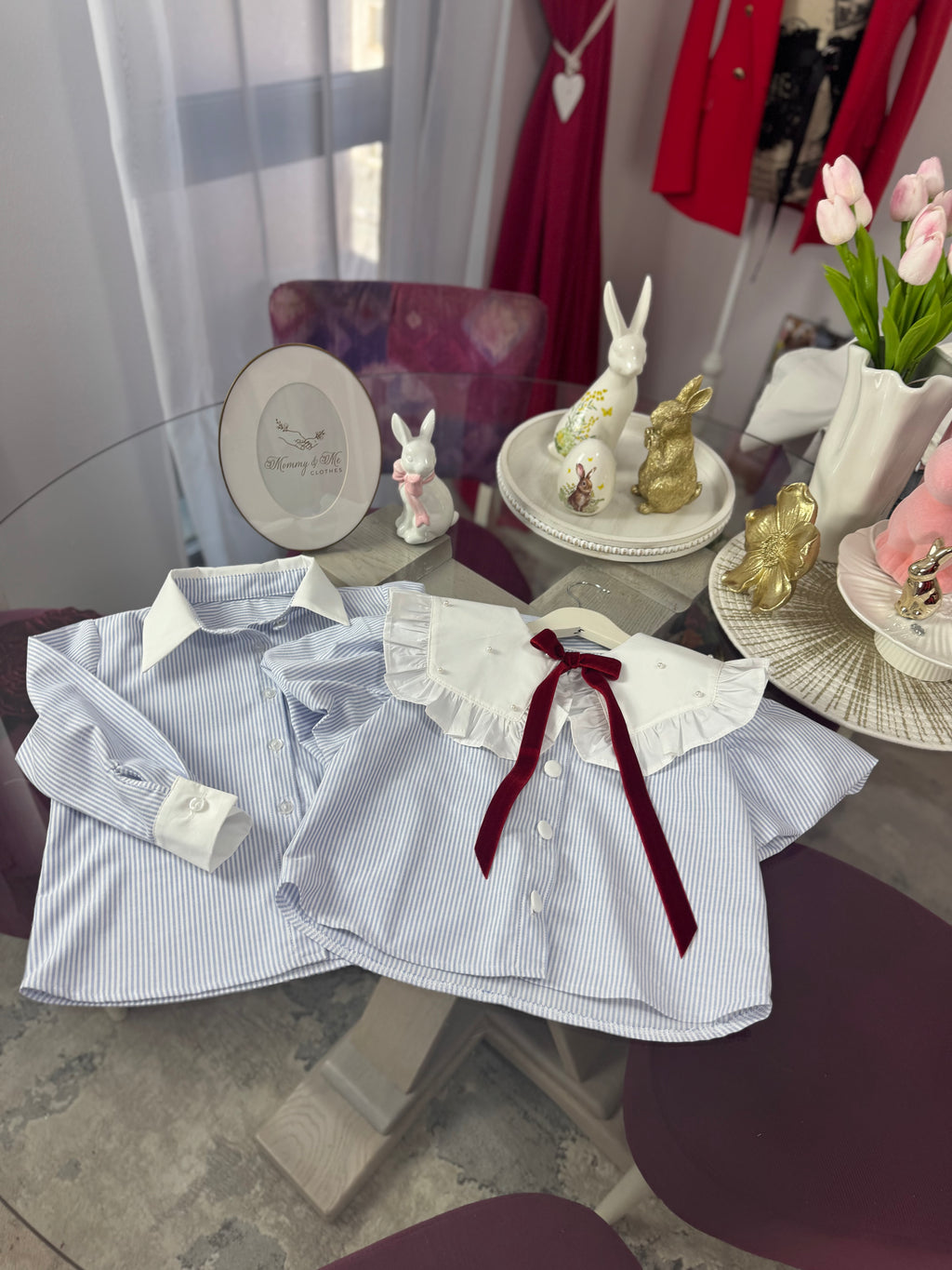 Set frate-soră “Blue Stripe Charm”