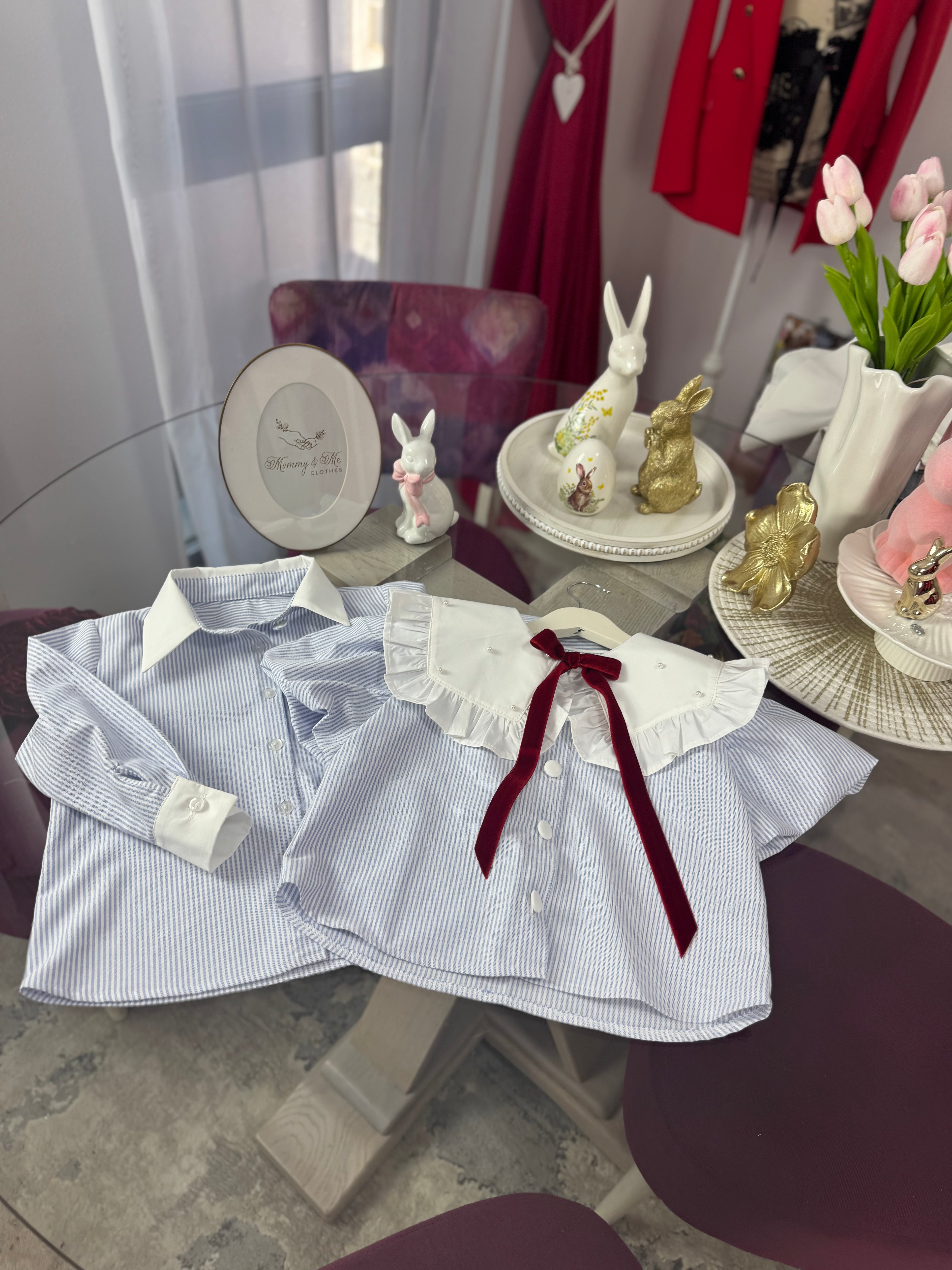 Set frate-soră “Blue Stripe Charm”
