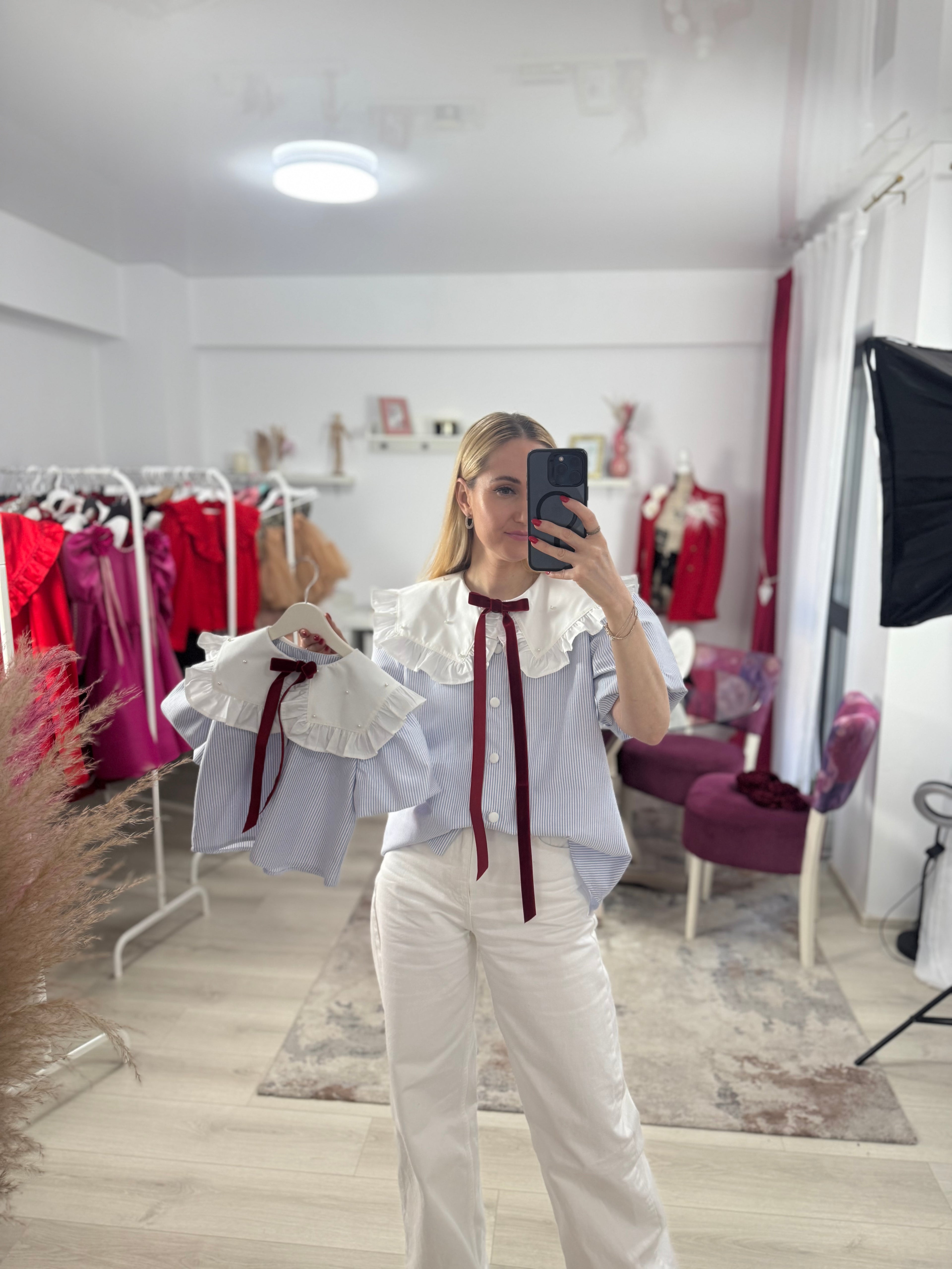 Set cămăși mama-fiica “Blue Pearl Stripes”