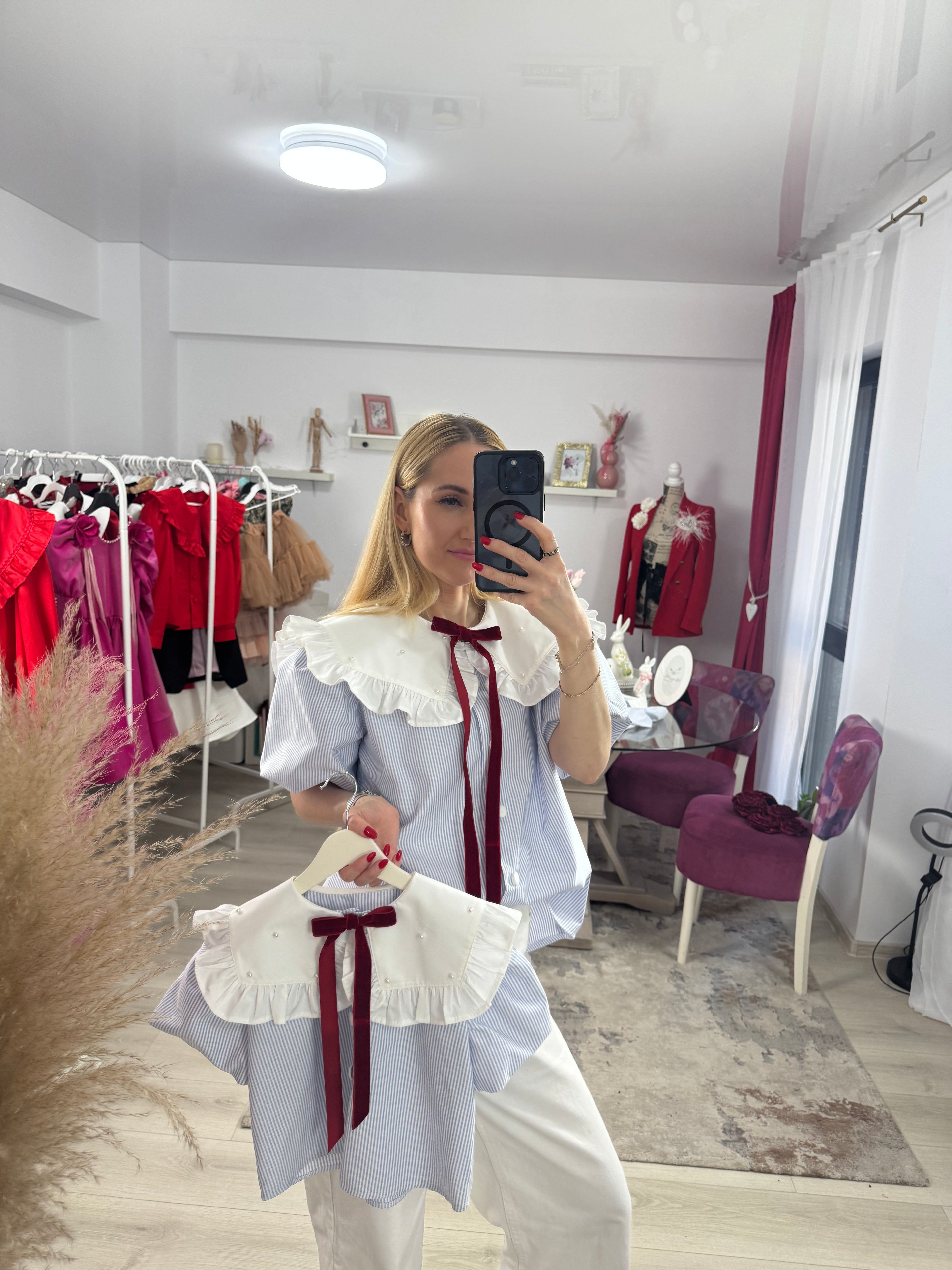 Set cămăși mama-fiica “Blue Pearl Stripes”