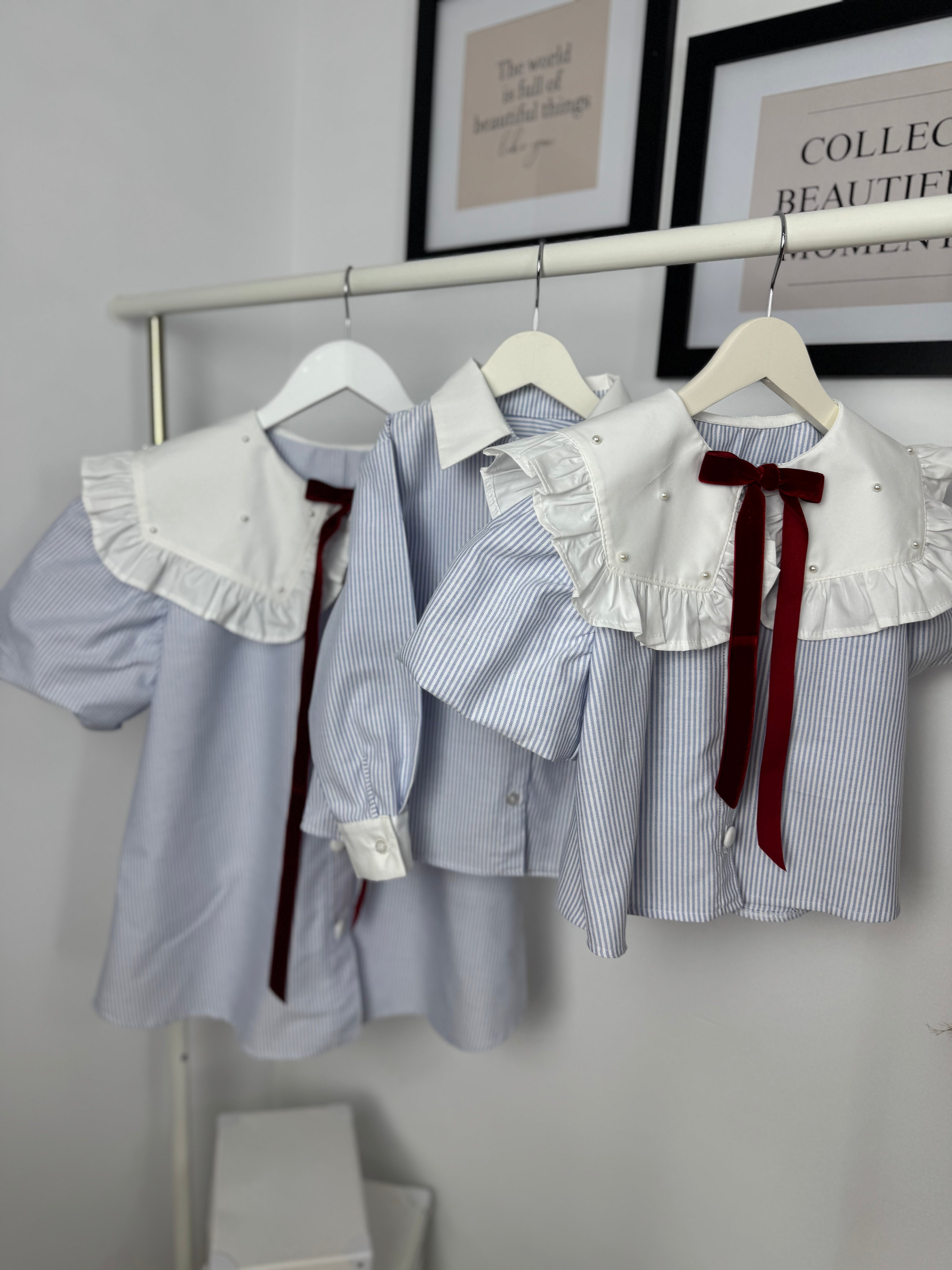 Set cămăși mama-fiica “Blue Pearl Stripes”