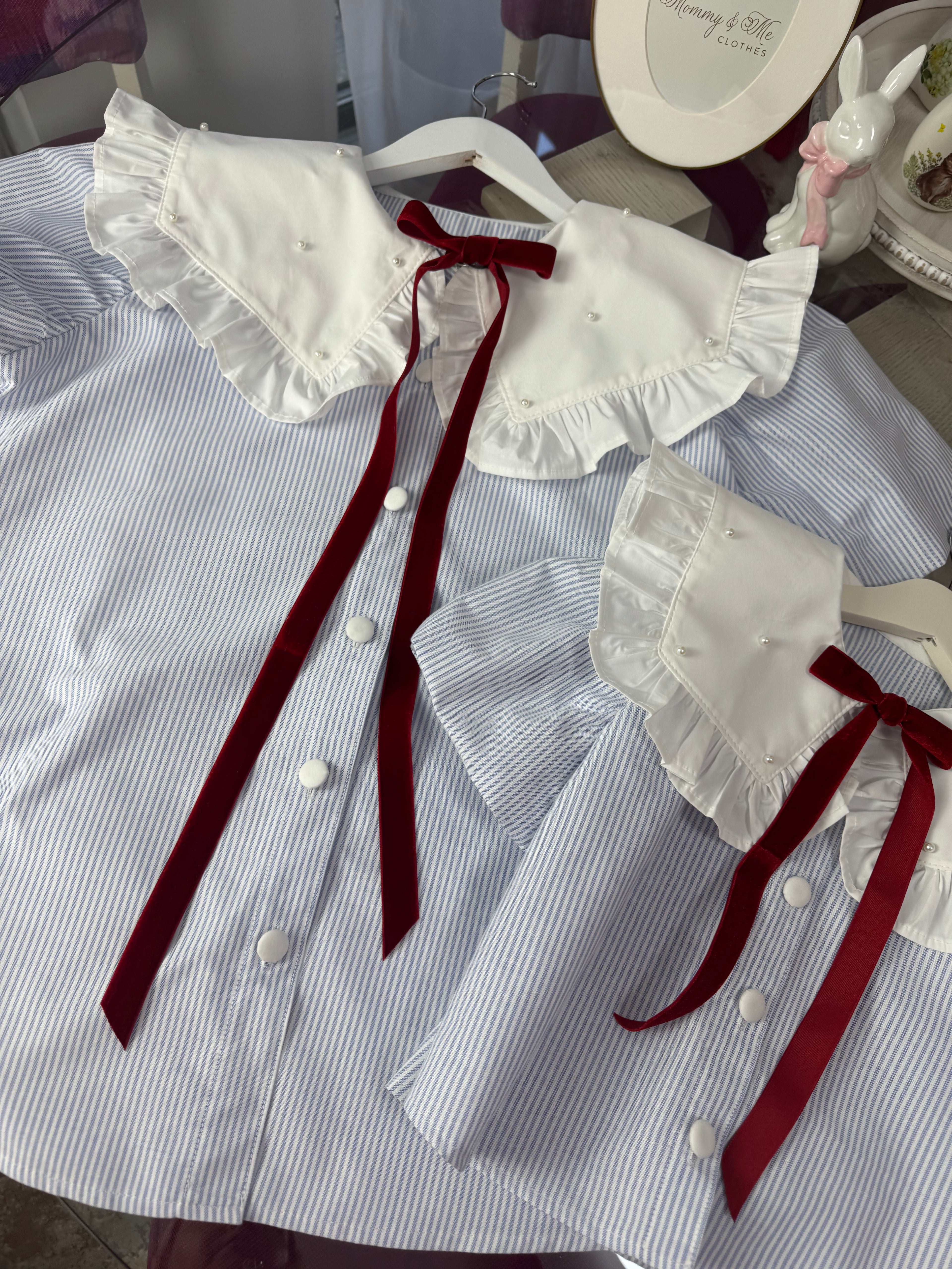 Set cămăși mama-fiica “Blue Pearl Stripes”