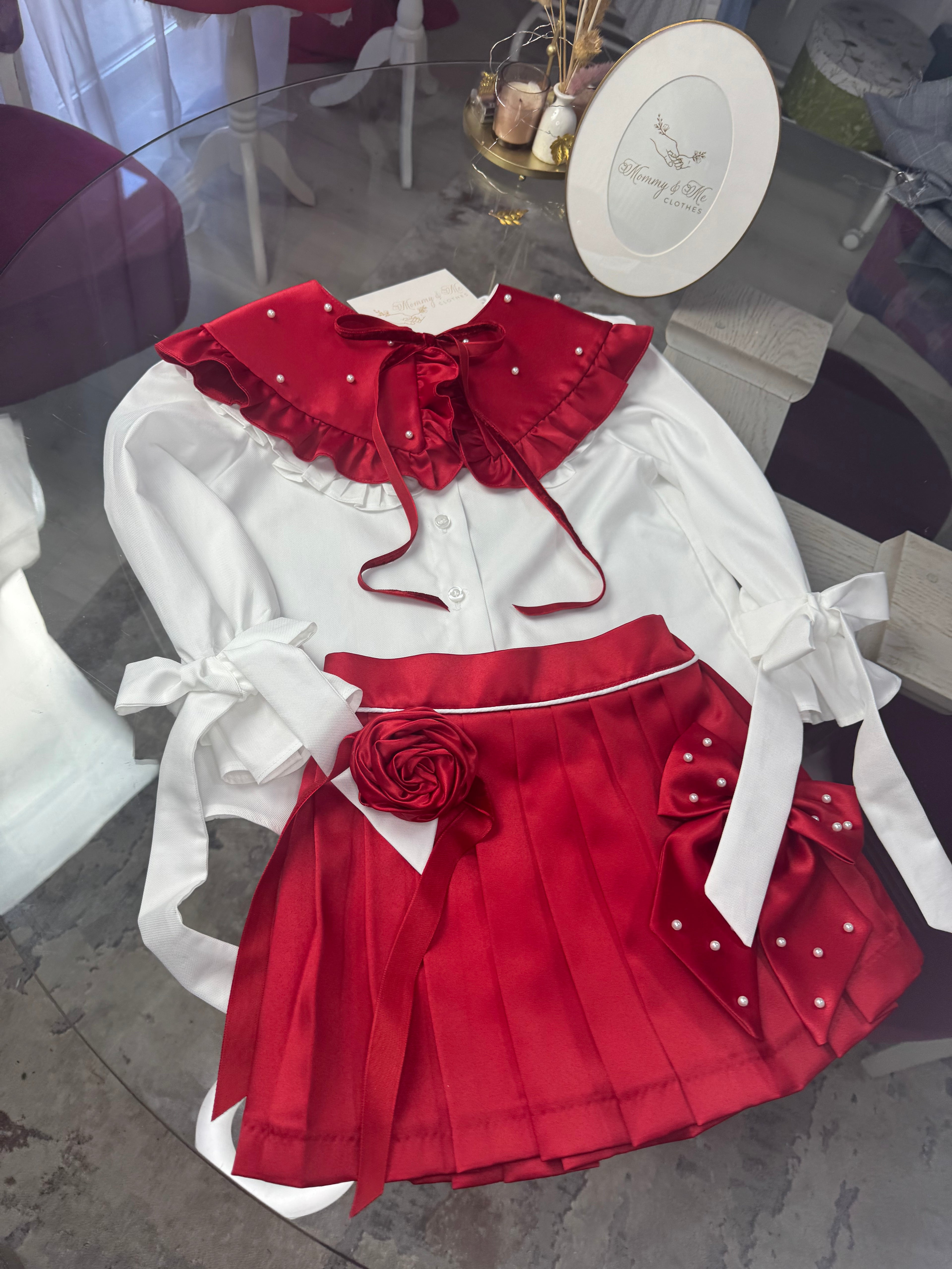 Set Elegant Fetiță „Red Pearl Charm”