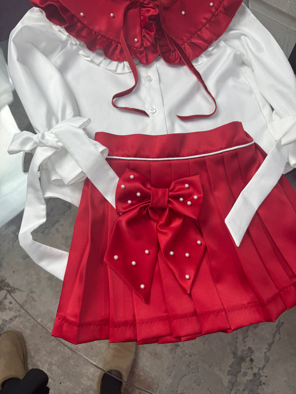 Set Elegant Fetiță „Red Pearl Charm”
