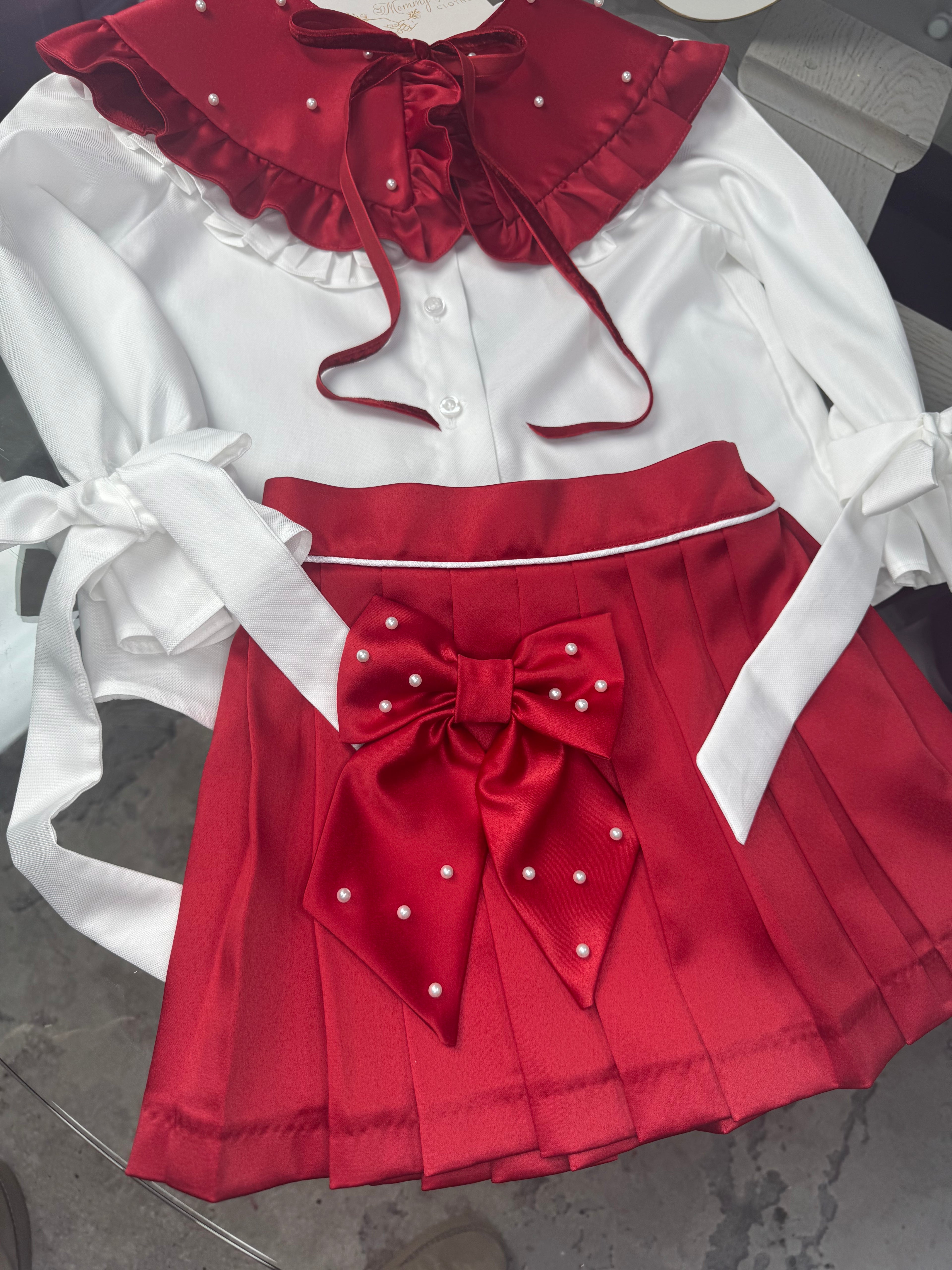 Set Elegant Fetiță „Red Pearl Charm”