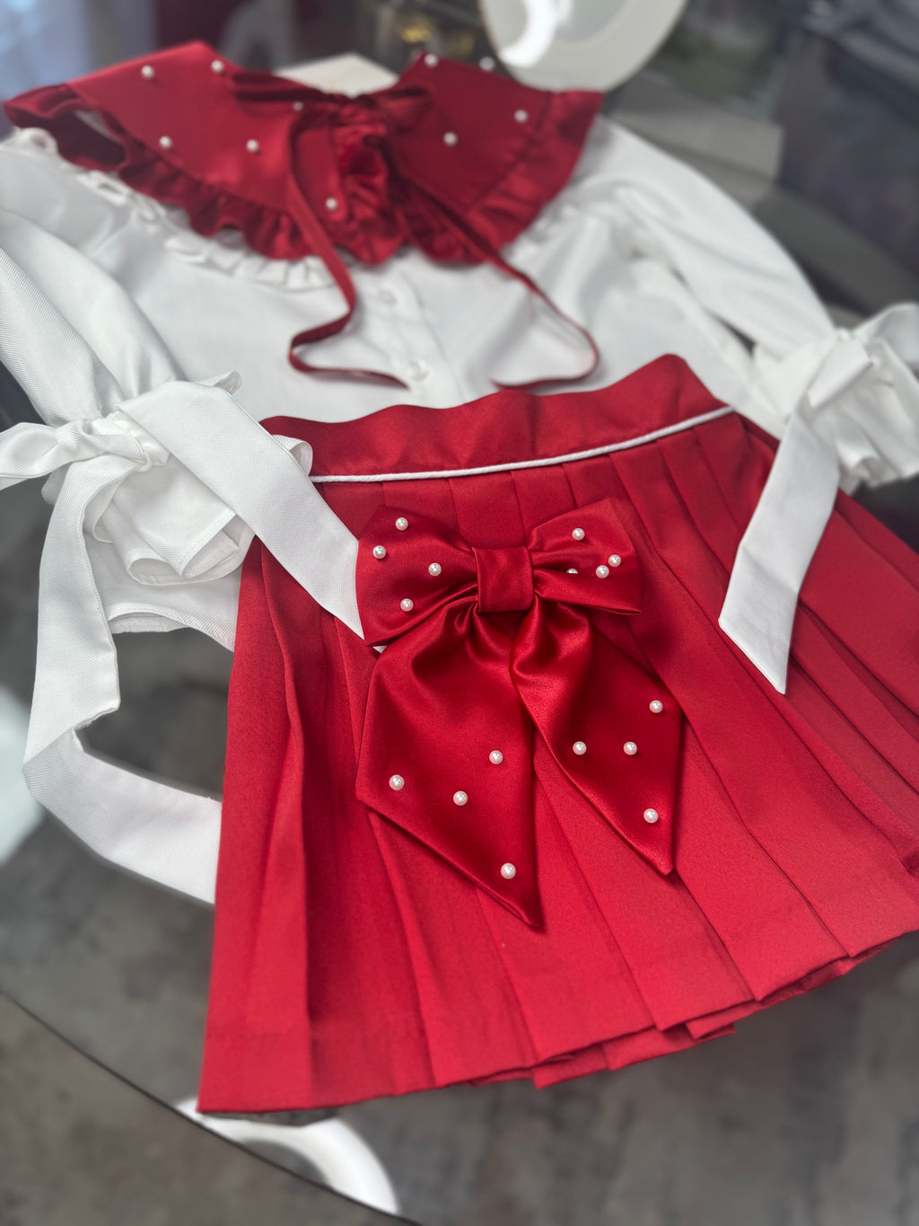 Set Elegant Fetiță „Red Pearl Charm”
