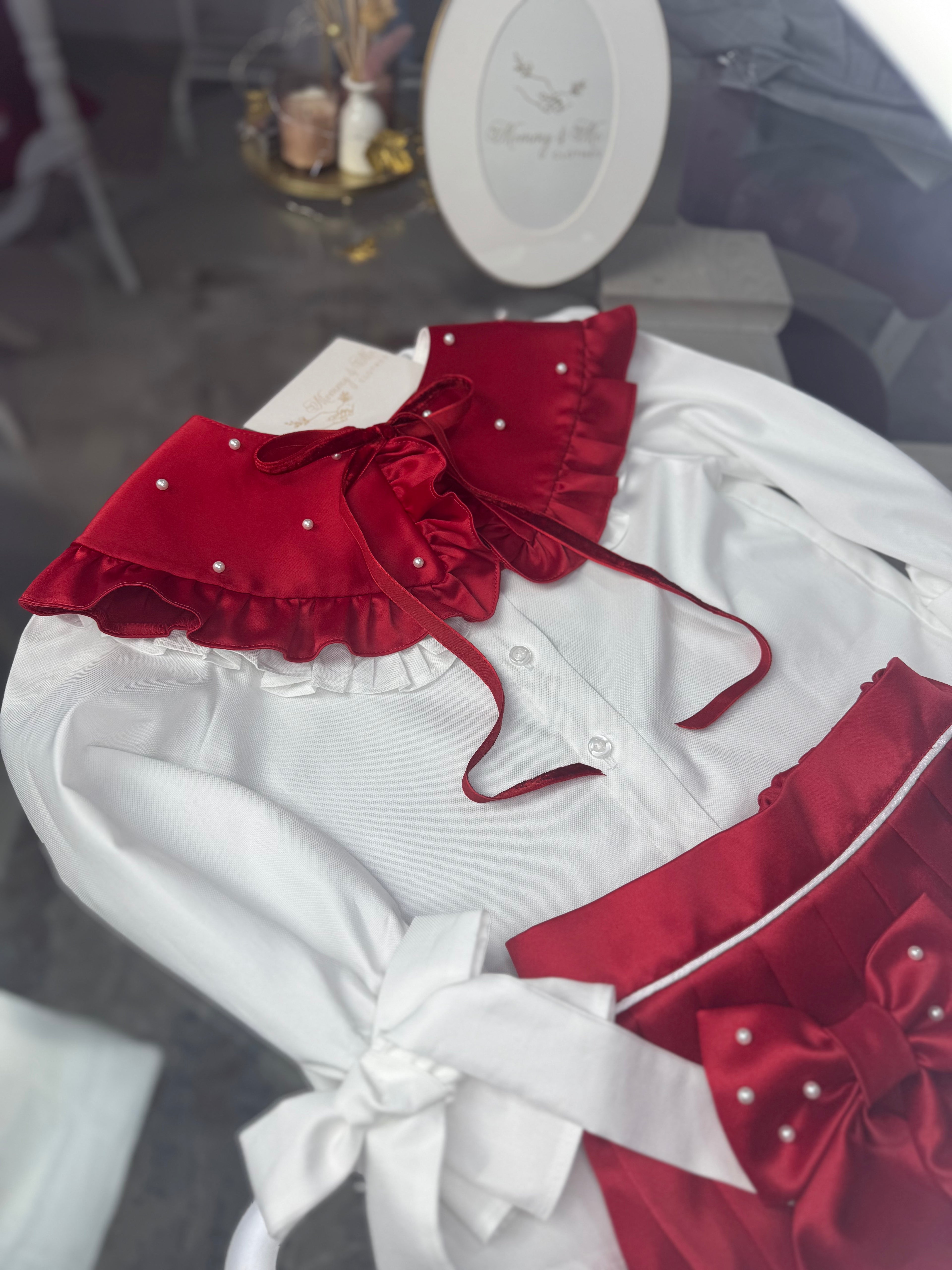 Set Elegant Fetiță „Red Pearl Charm”