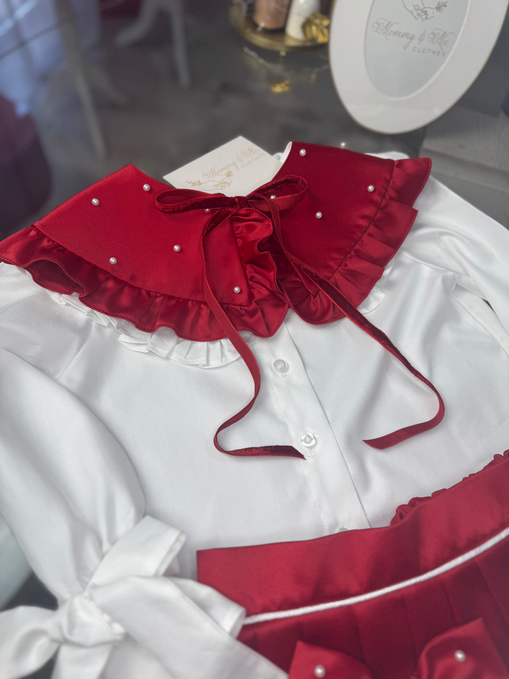 Set Elegant Fetiță „Red Pearl Charm”