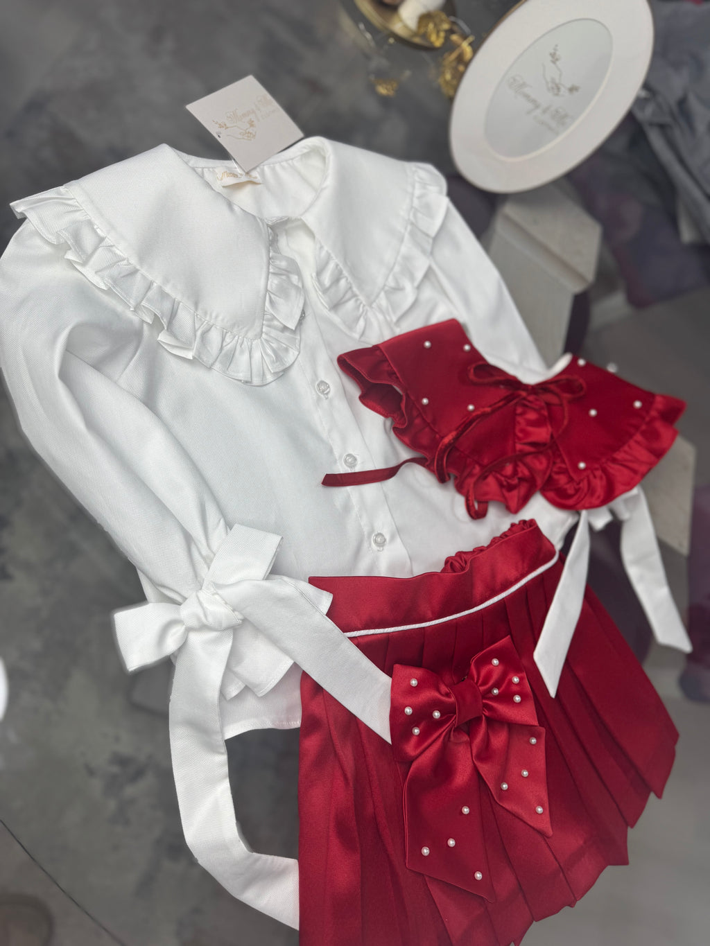 Set Elegant Fetiță „Red Pearl Charm”