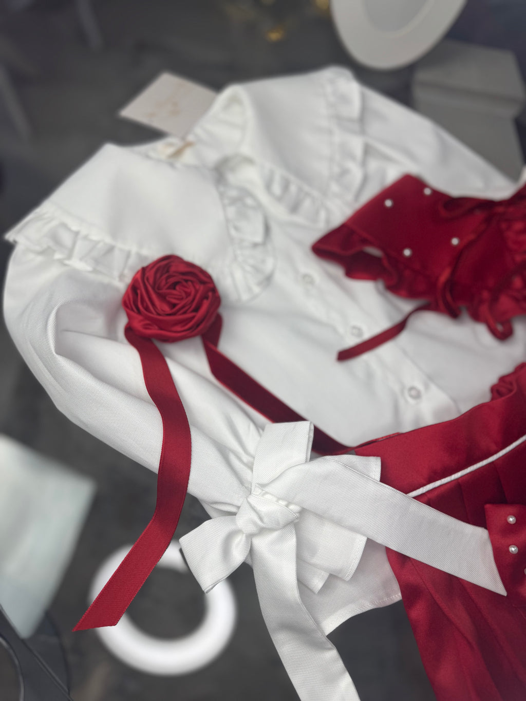 Set Elegant Fetiță „Red Pearl Charm”