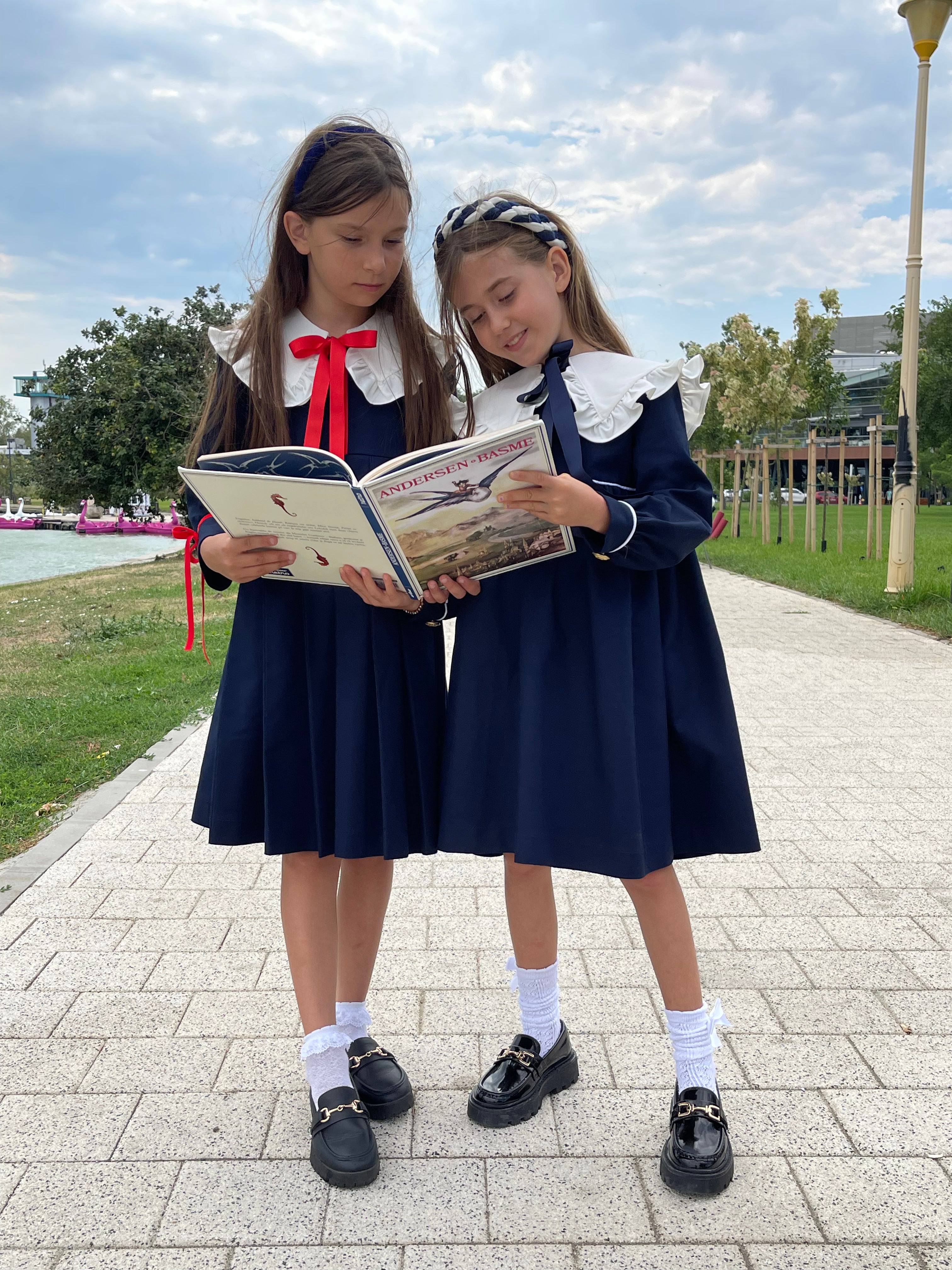 Rochita fete uniforma școlară bleumarin cu cute