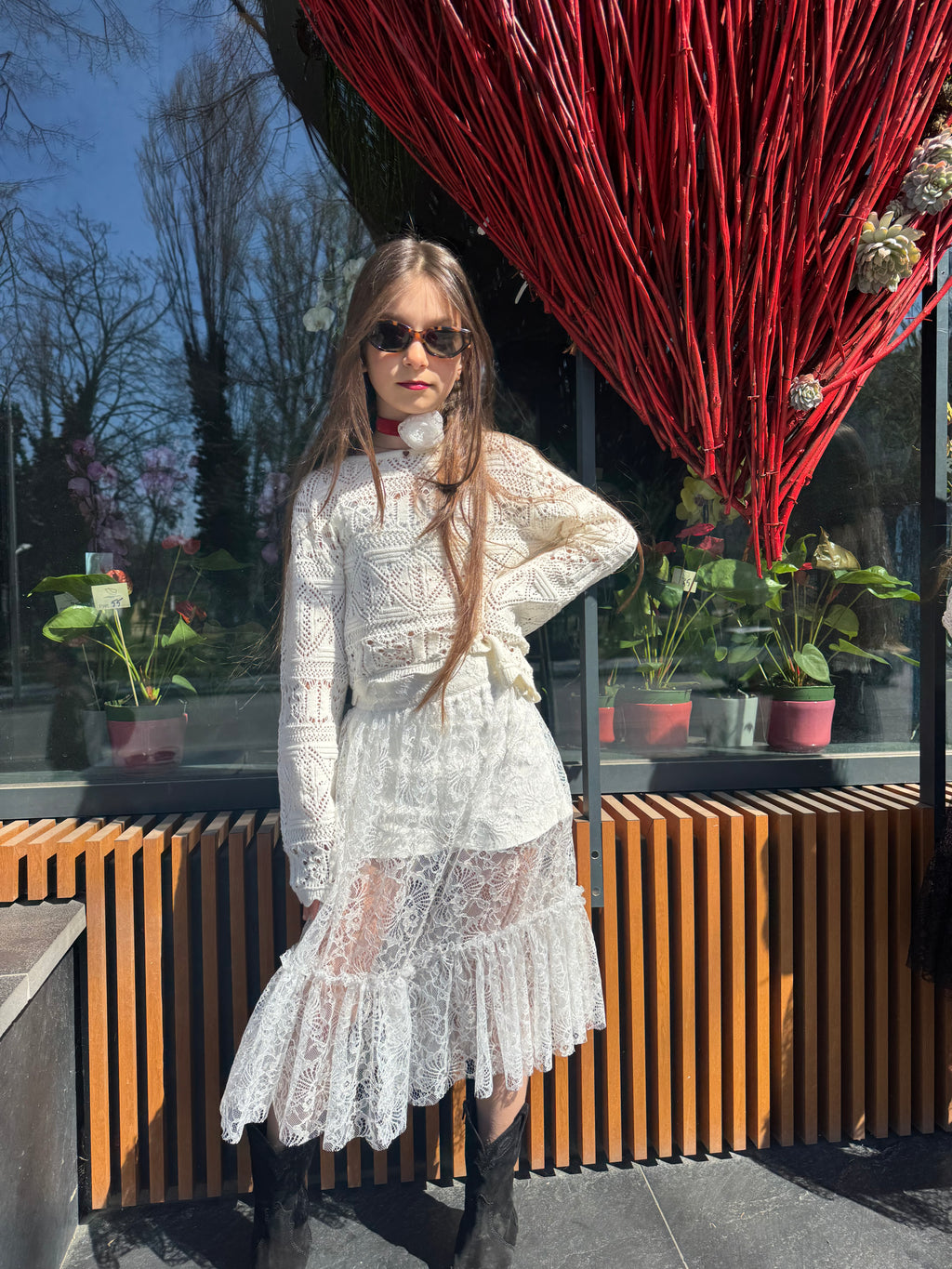 Fusta din dantela fetita cu fusta-pantalon “Muse Skirt”