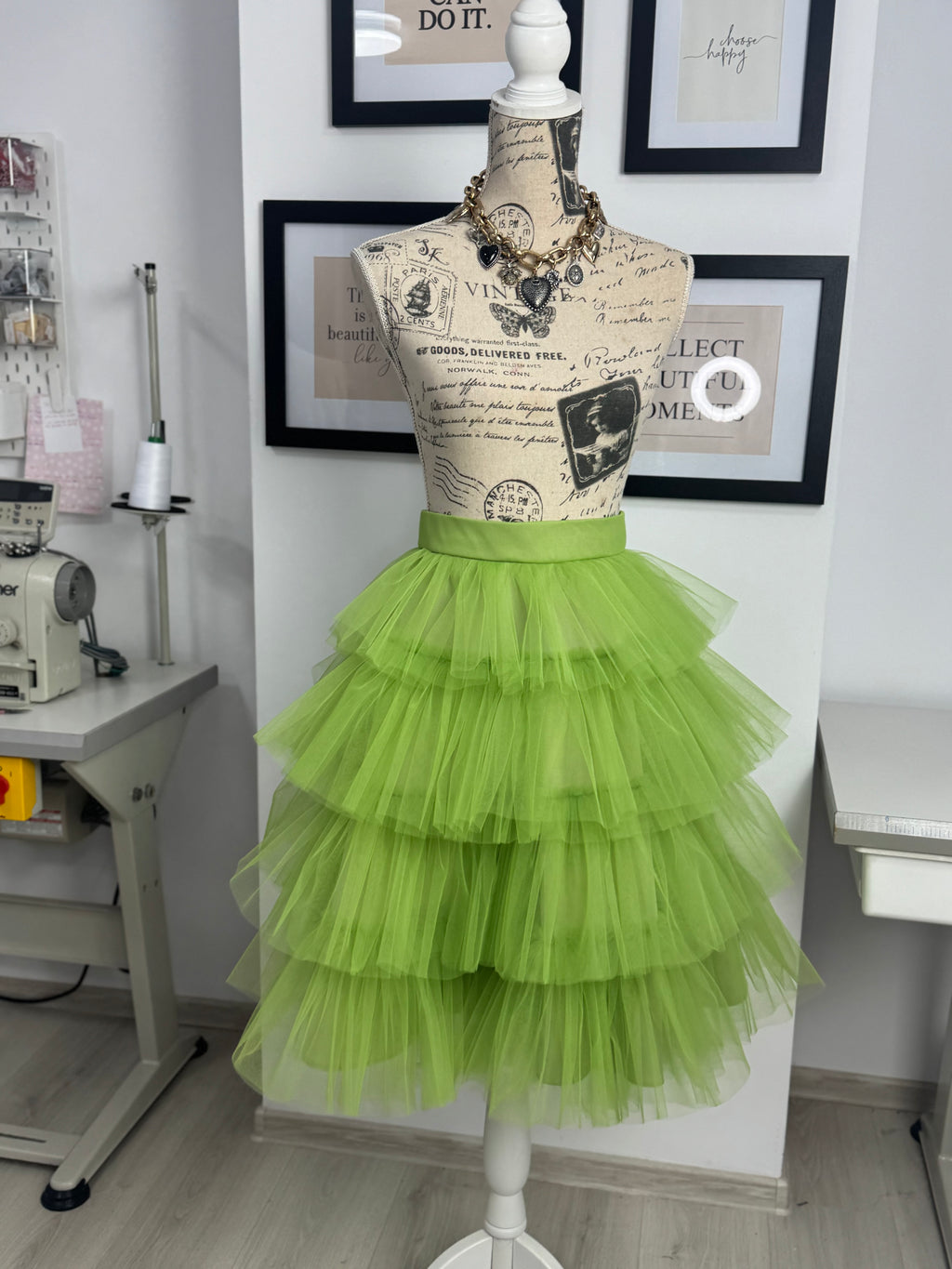 Fustă tulle “Lime Cloud Layers”