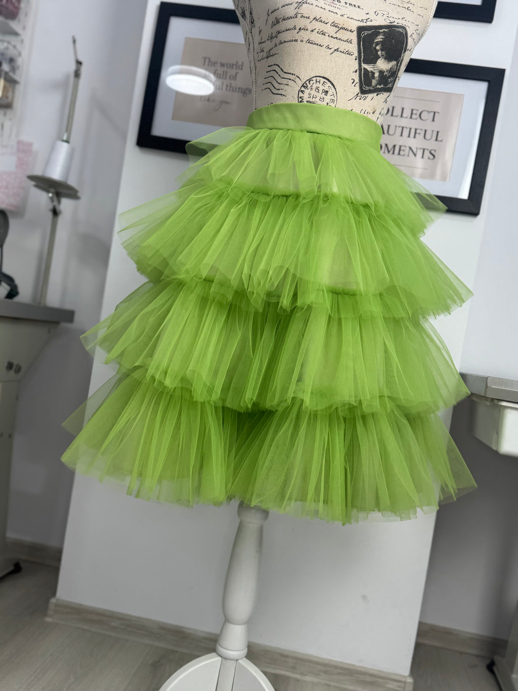 Fustă tulle “Lime Cloud Layers”