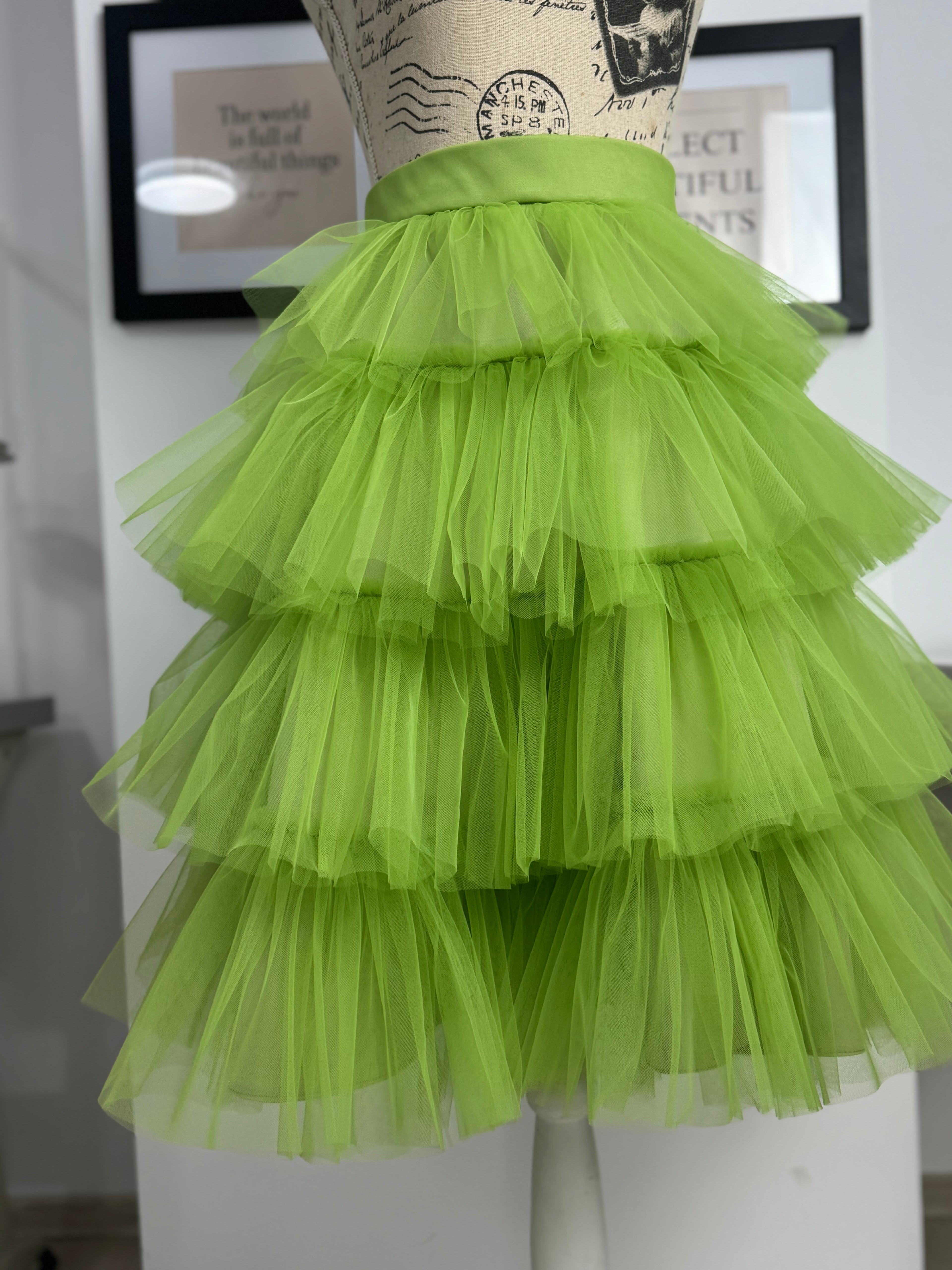 Fustă tulle “Lime Cloud Layers”