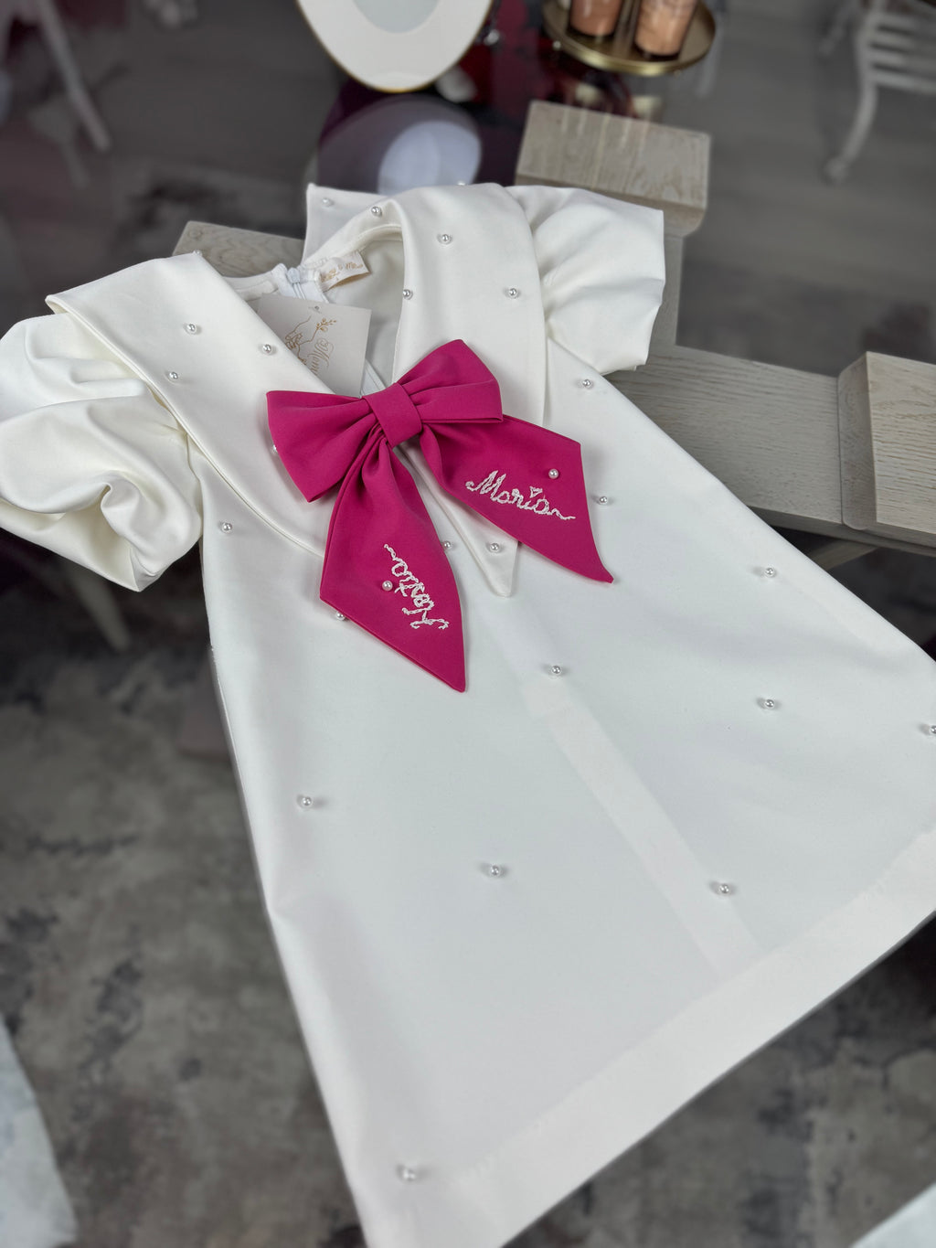 Rochița fetite “Ivory Pearl Bow”