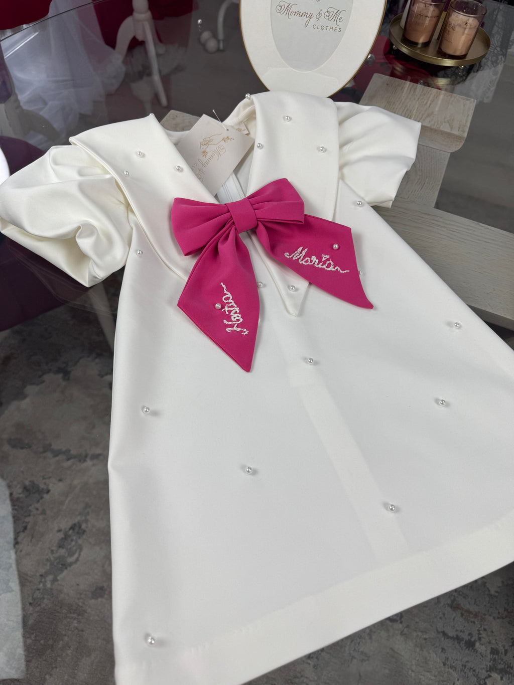 Rochița fetite “Ivory Pearl Bow”