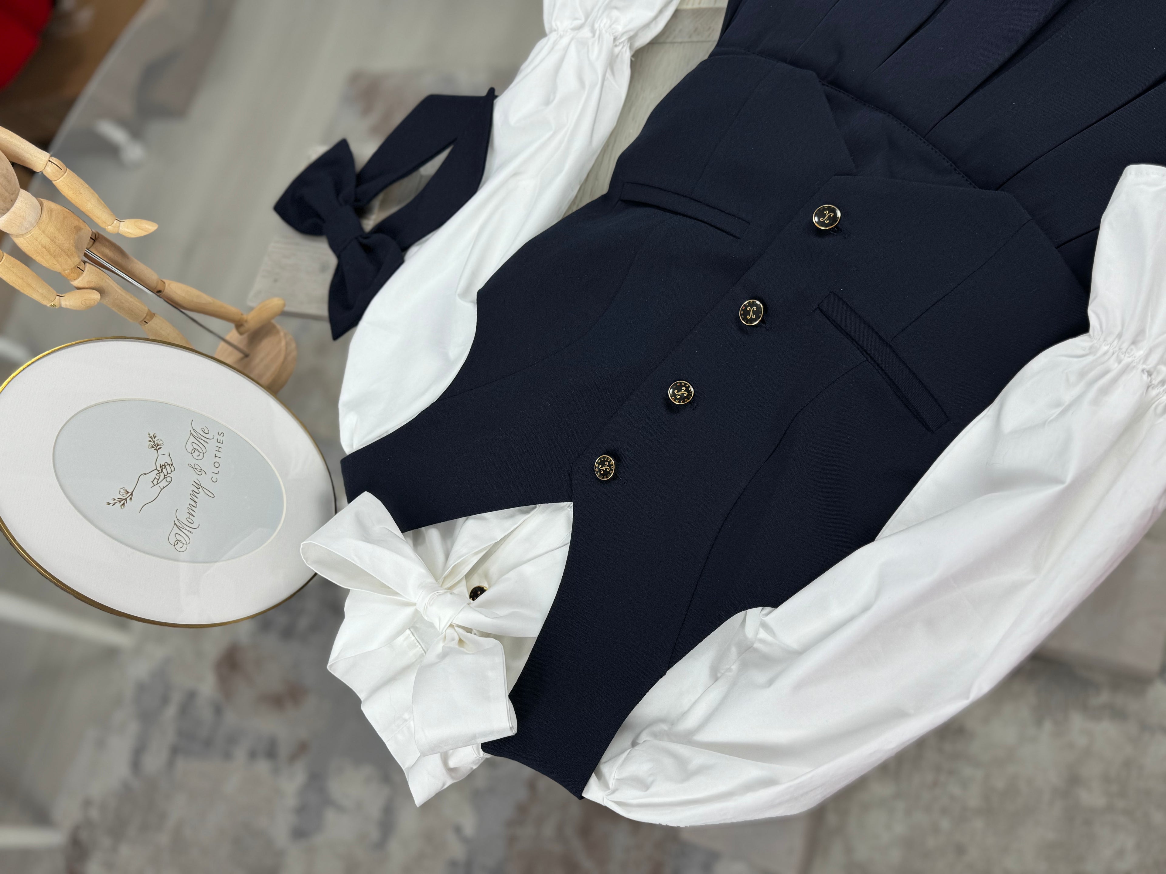 Set școlar bleumarin cu vestă și fustă