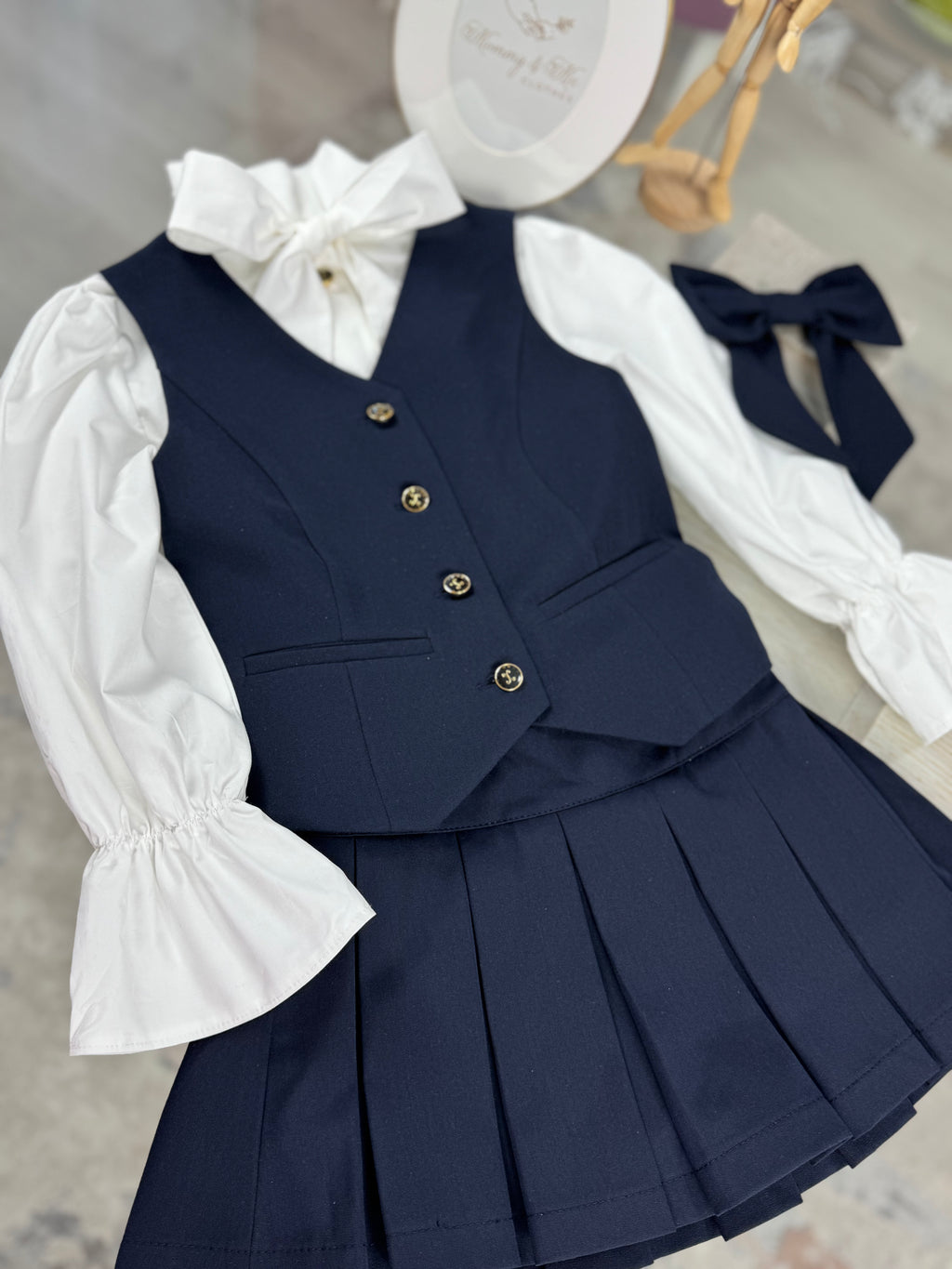Set școlar bleumarin cu vestă și fustă