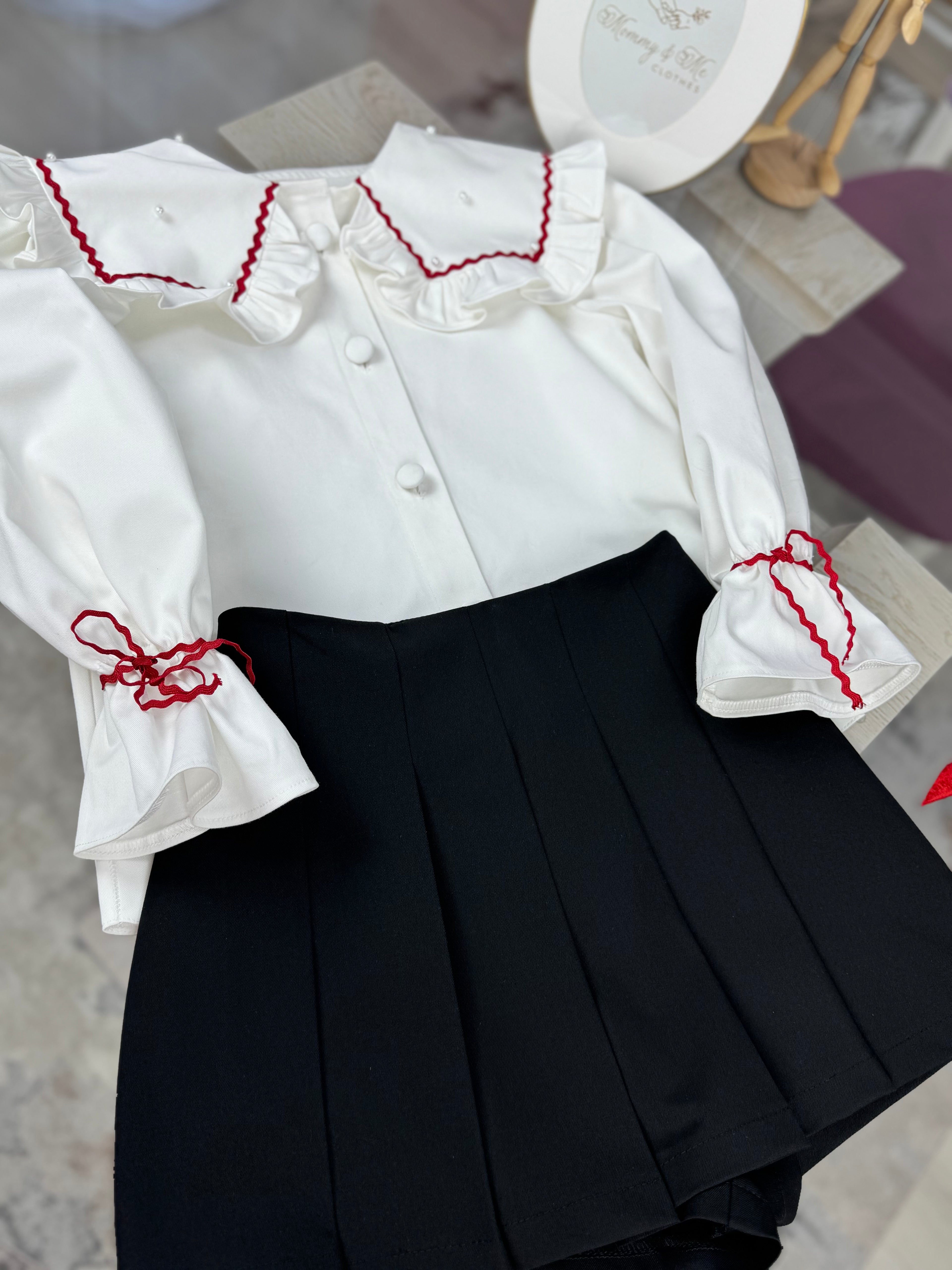 Fustă-pantalon neagra pentru scoala cu cute mari