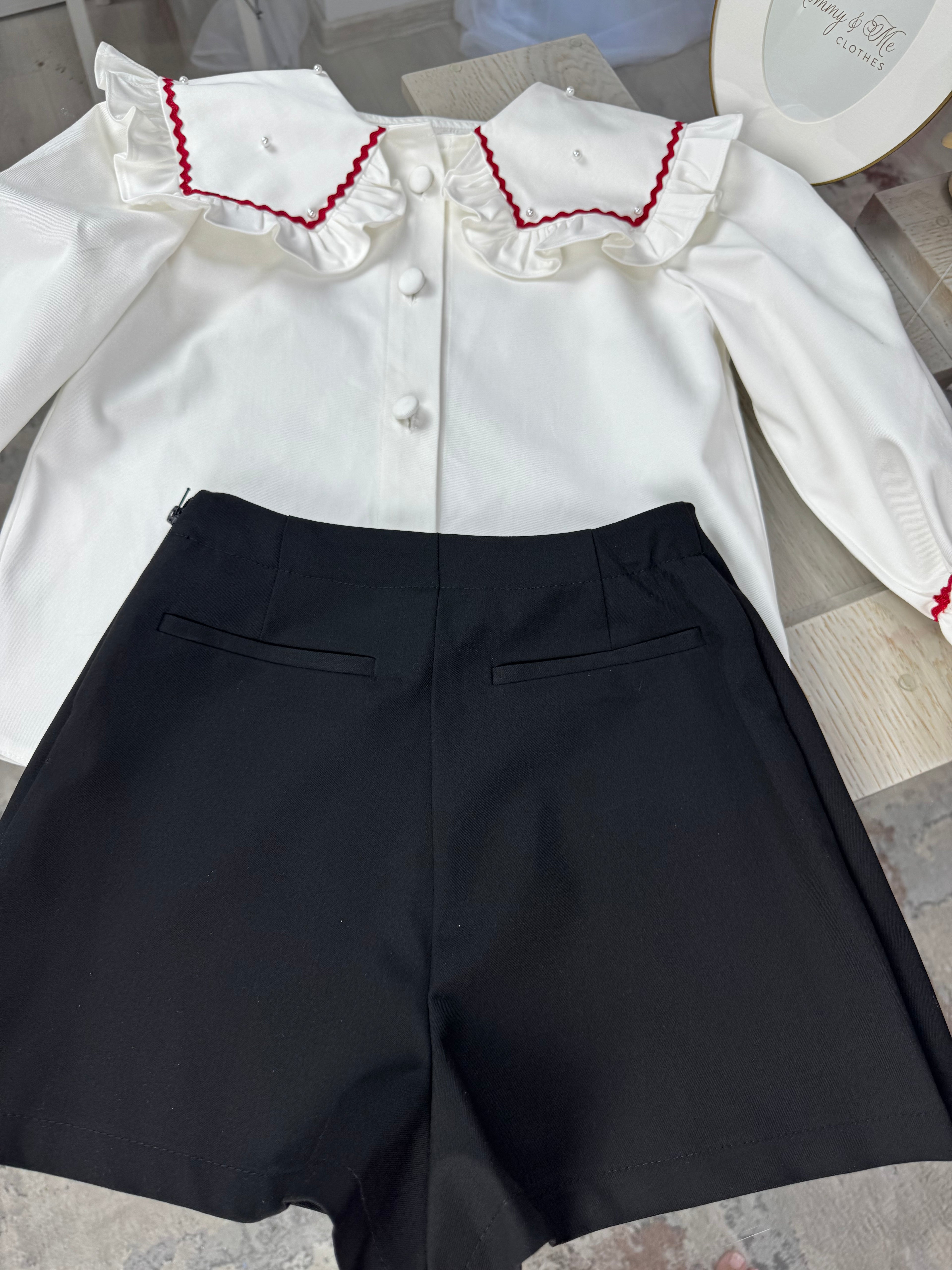 Fustă-pantalon neagra pentru scoala cu cute mari
