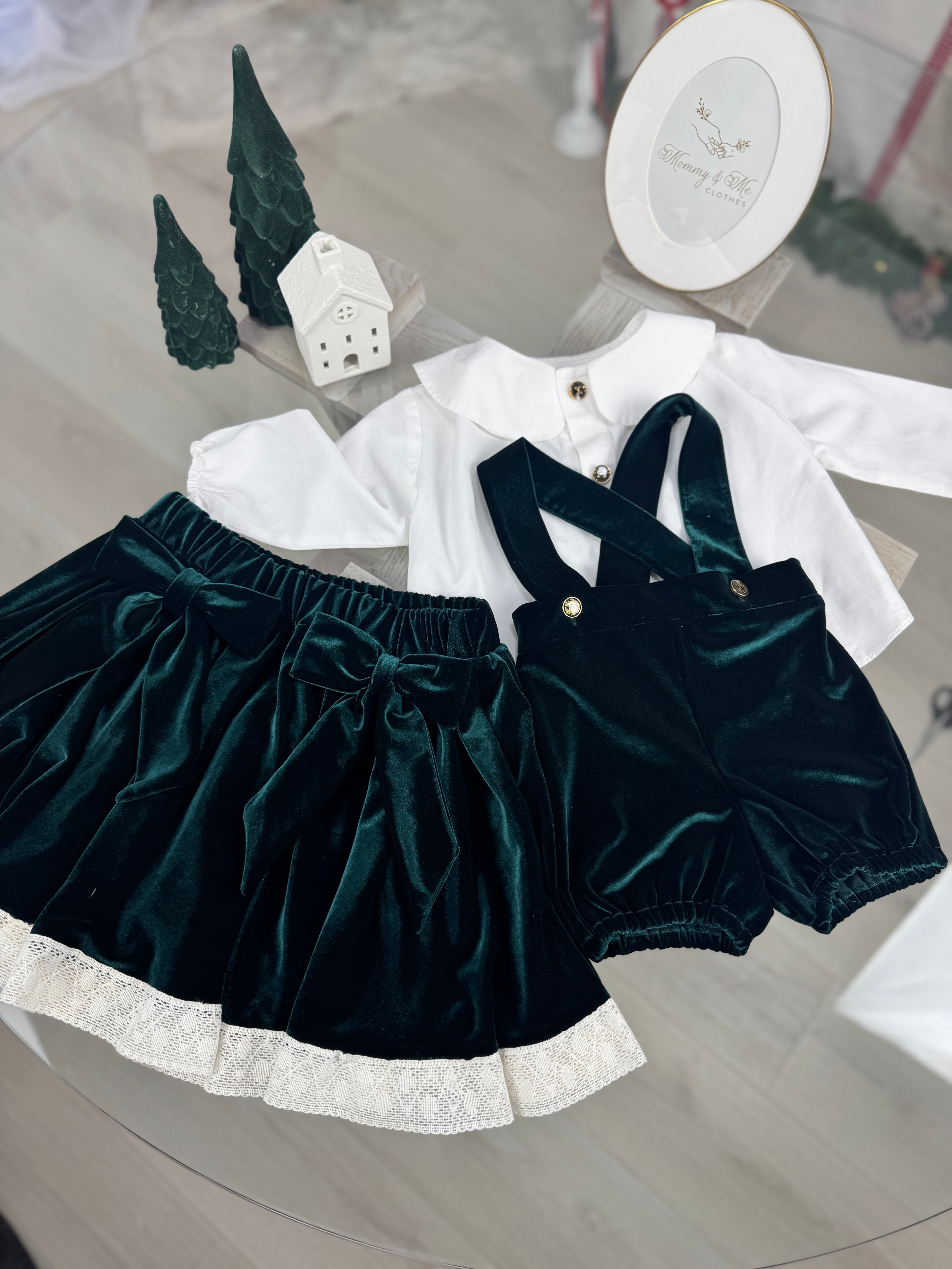 Set festiv verde din catifea