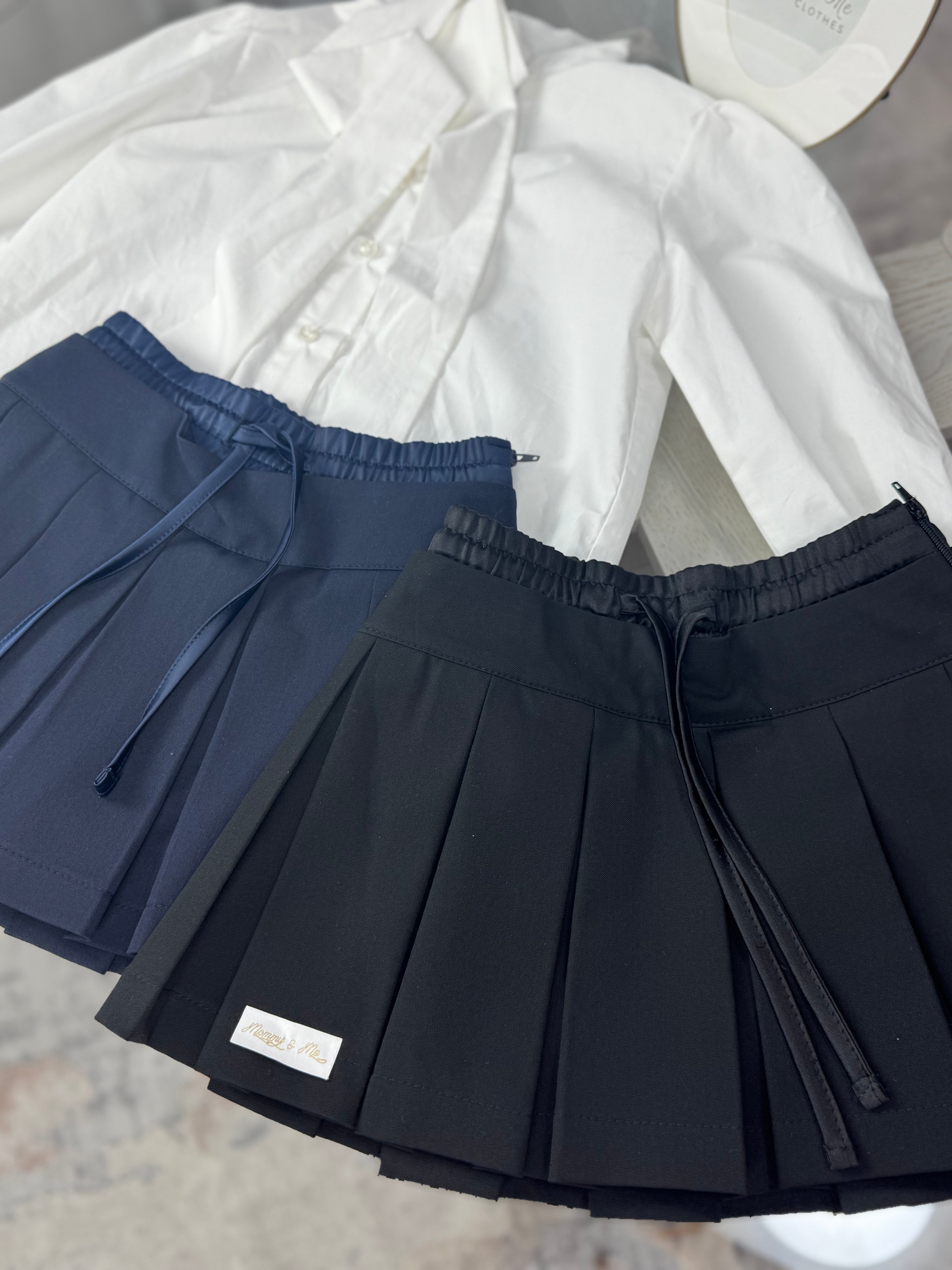 Fustă pantalon bleumarin pentru scoala cu pliuri mari