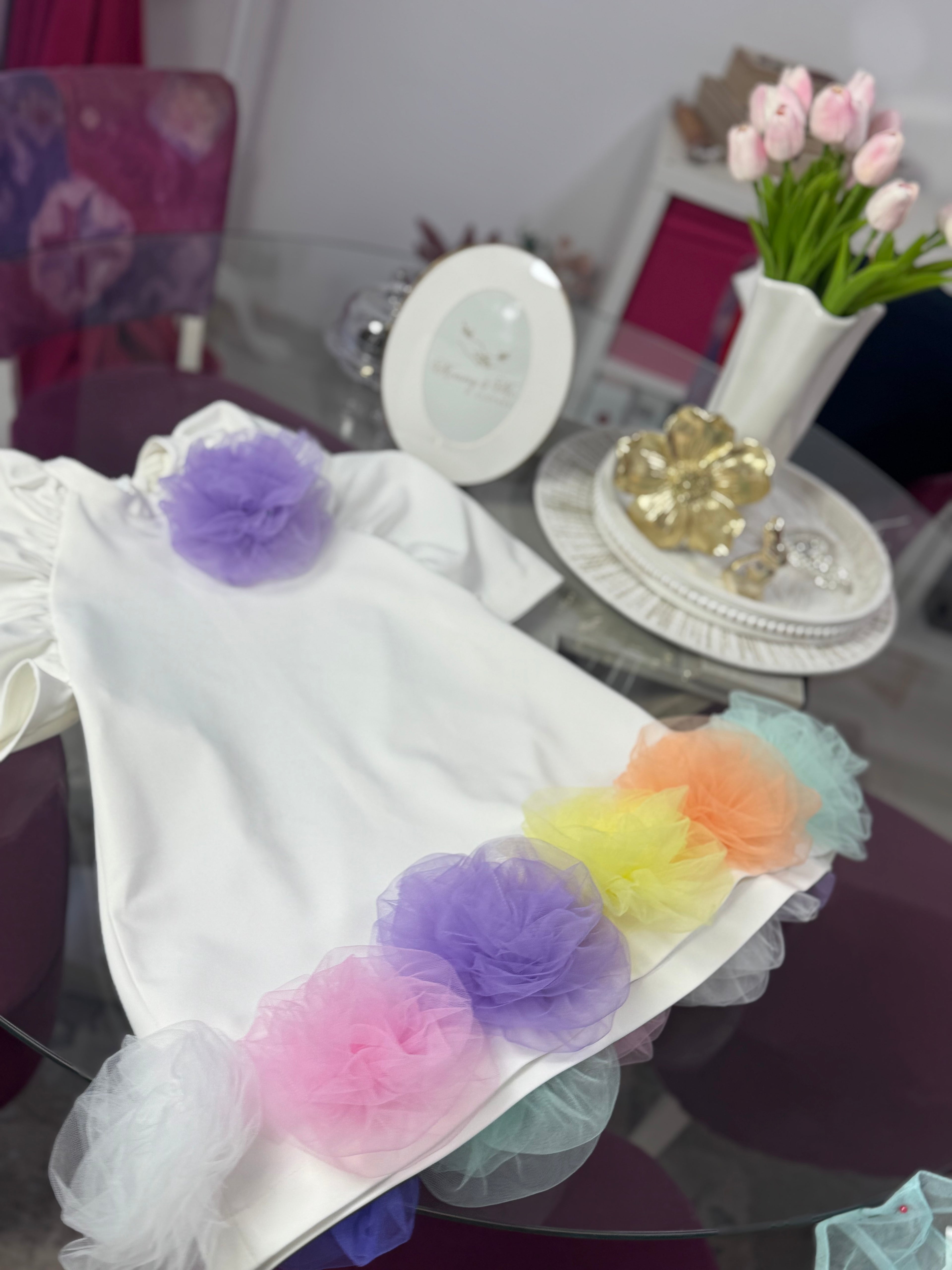 Rochita pentru fetițe  cu trandafiri multi colori