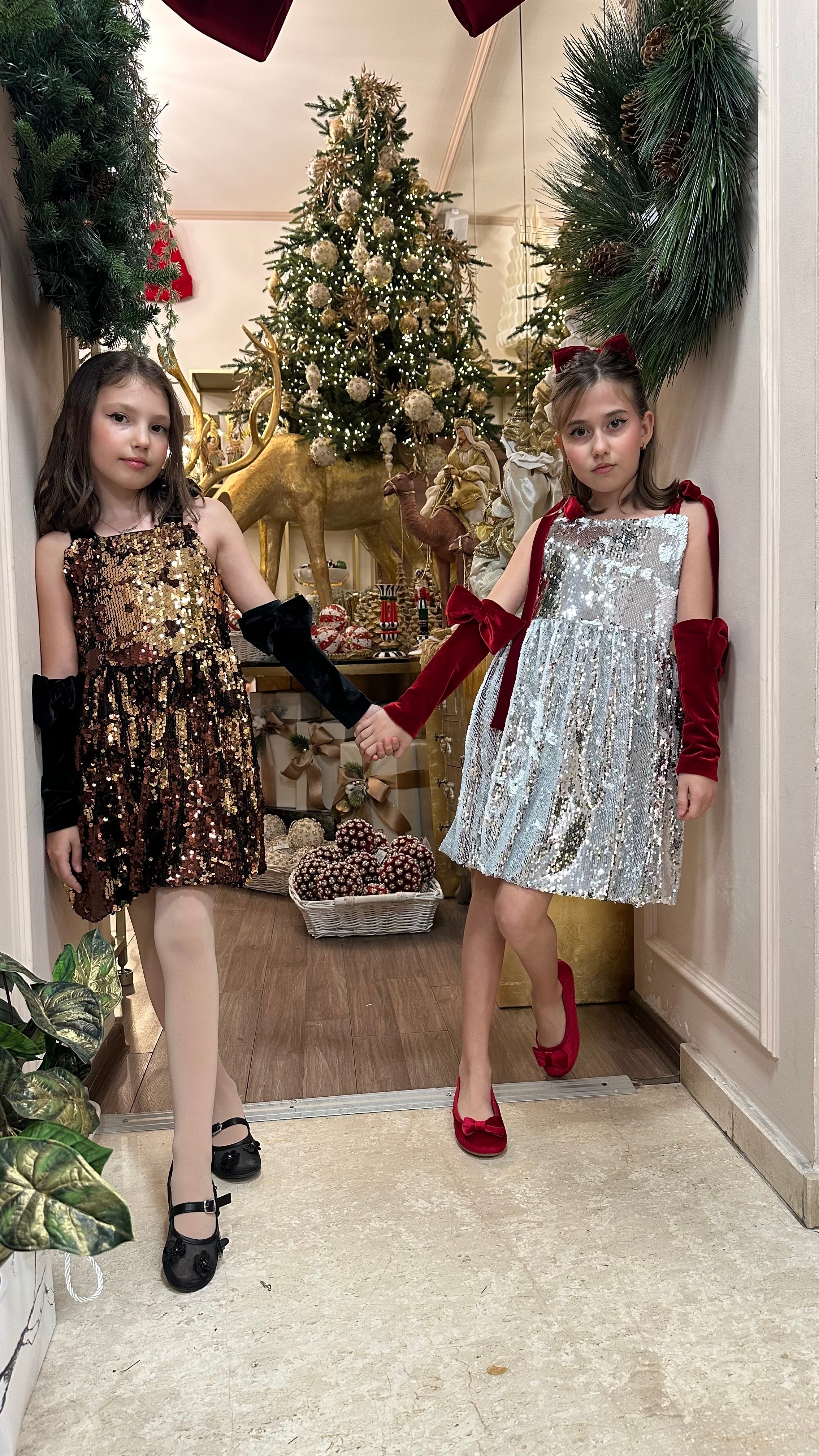 Rochita gogoșar din paiete mari cu doua fete