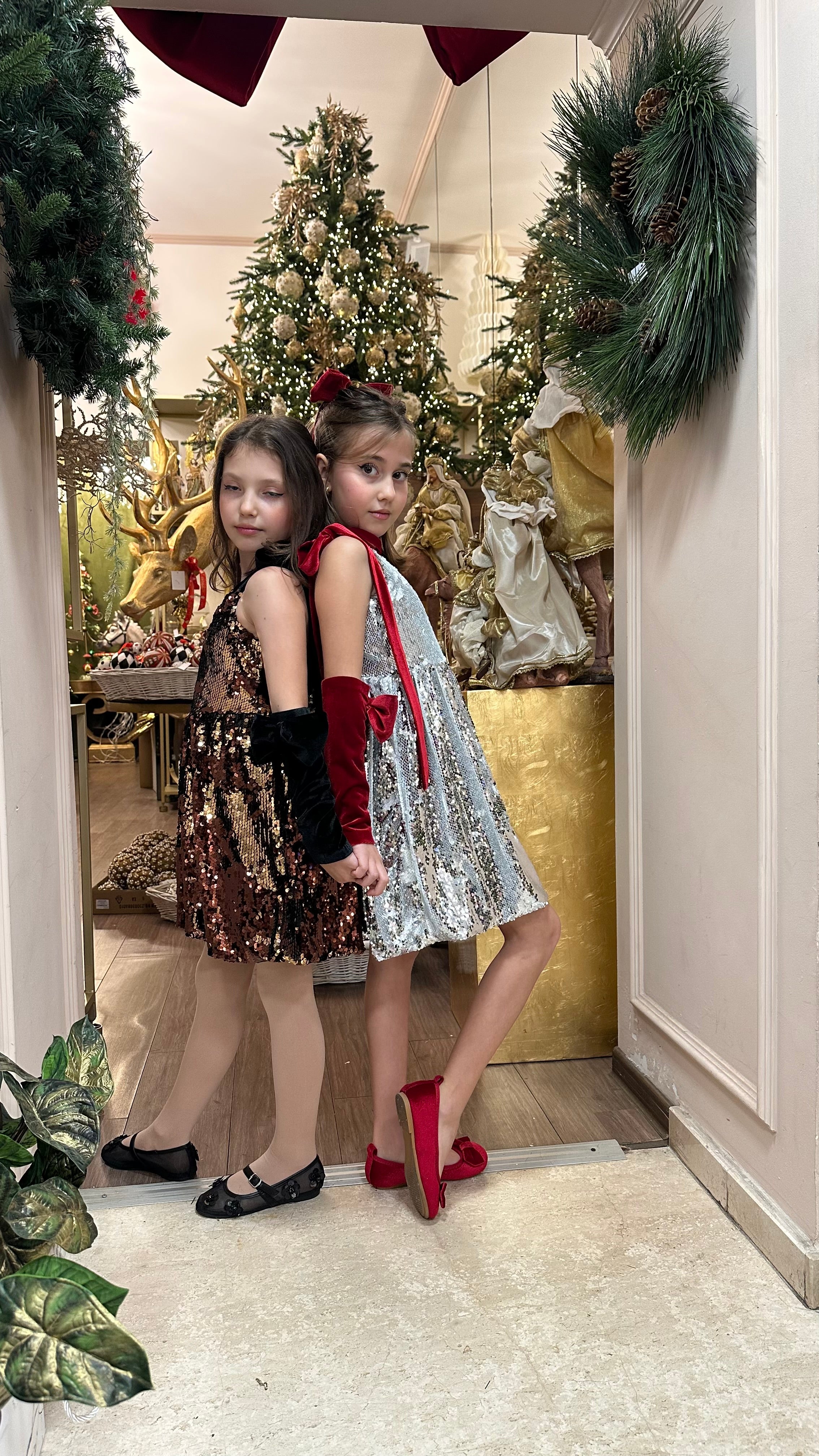 Rochita gogoșar din paiete mari cu doua fete