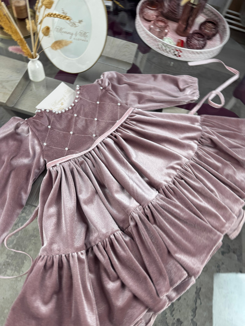 Set rochii Mama-fiica din catifea cu perle