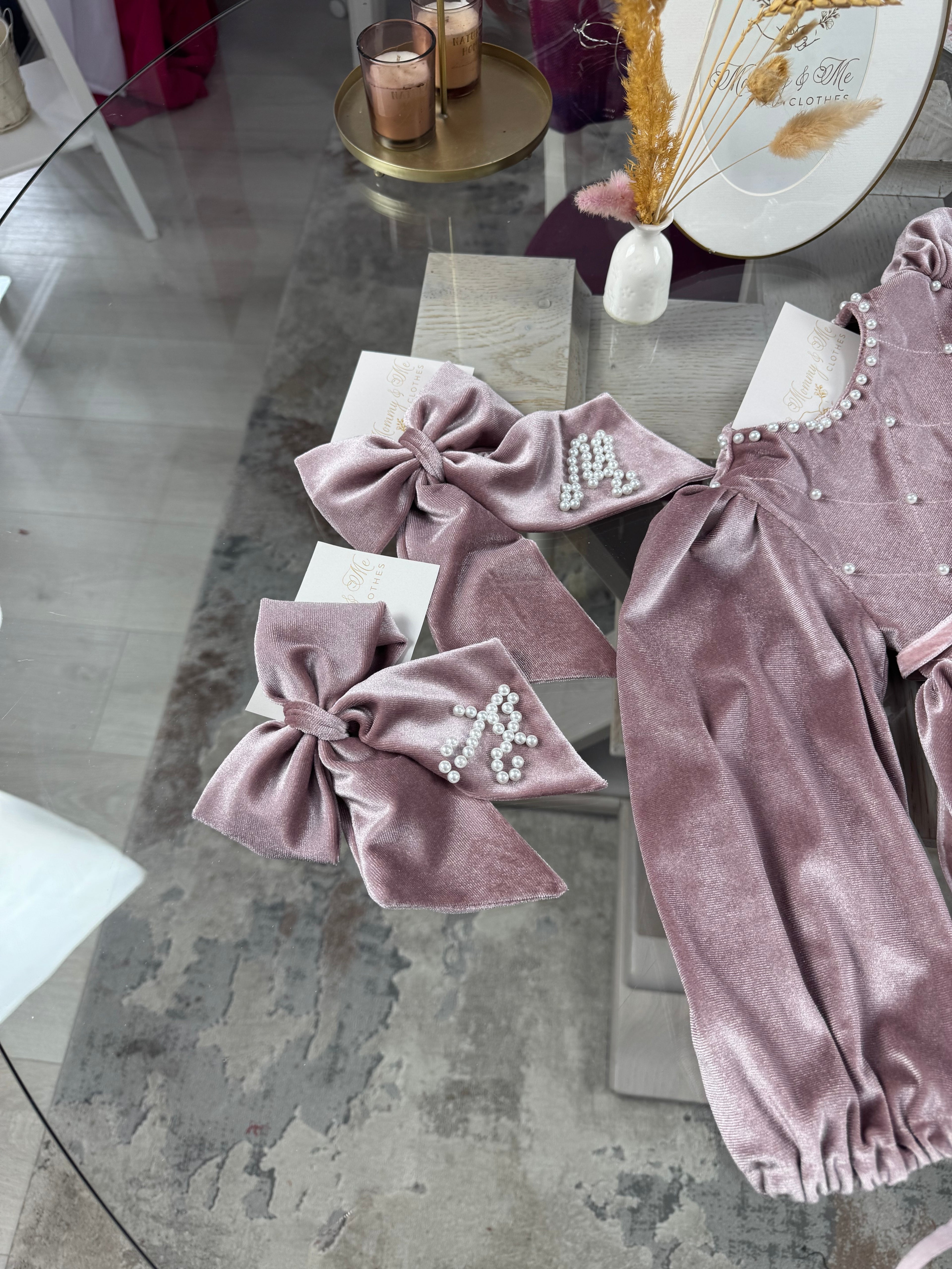 Set rochii Mama-fiica din catifea cu perle