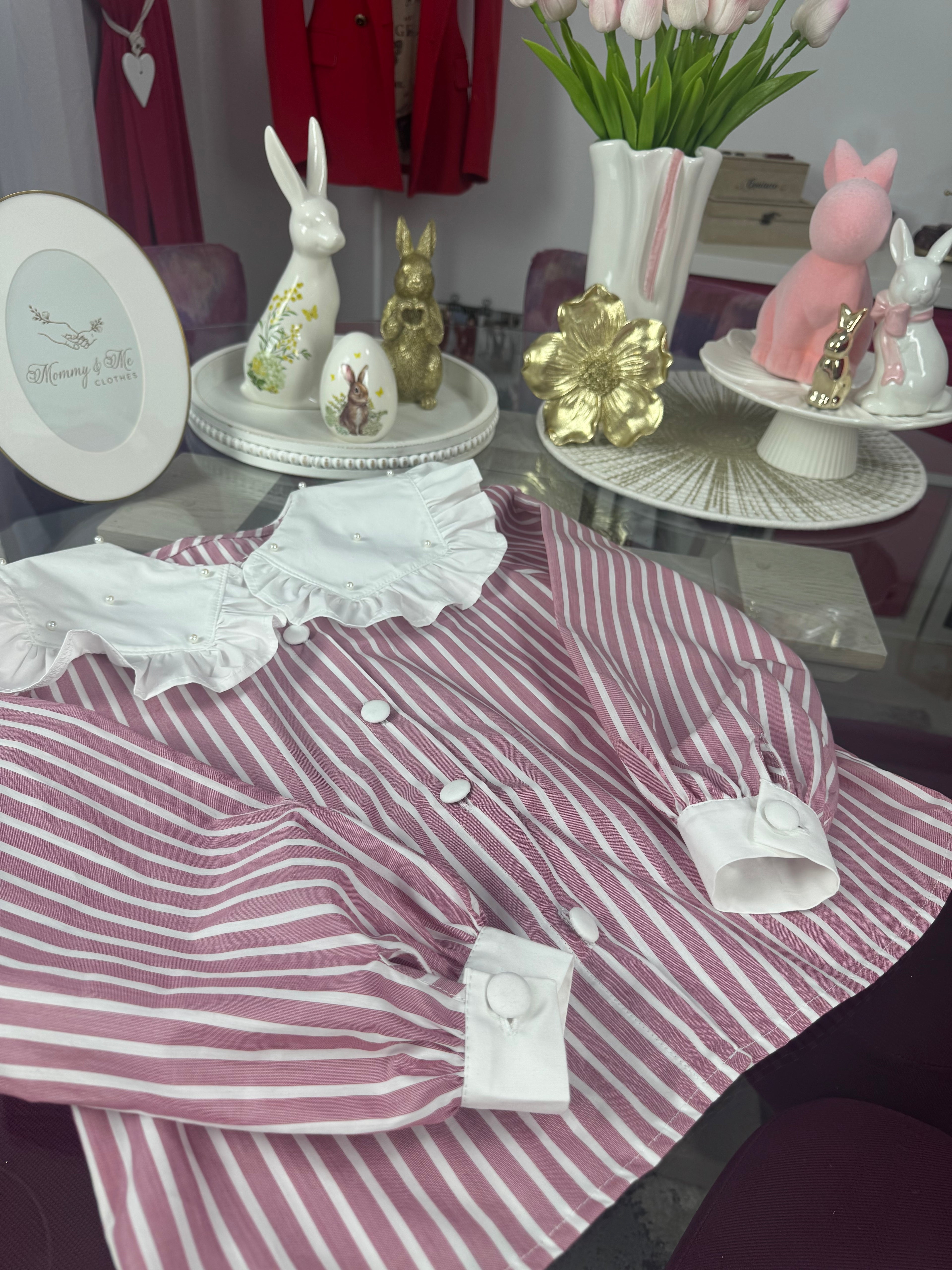 Cămașa  din bumbac cu dungi “ Rose Charm “