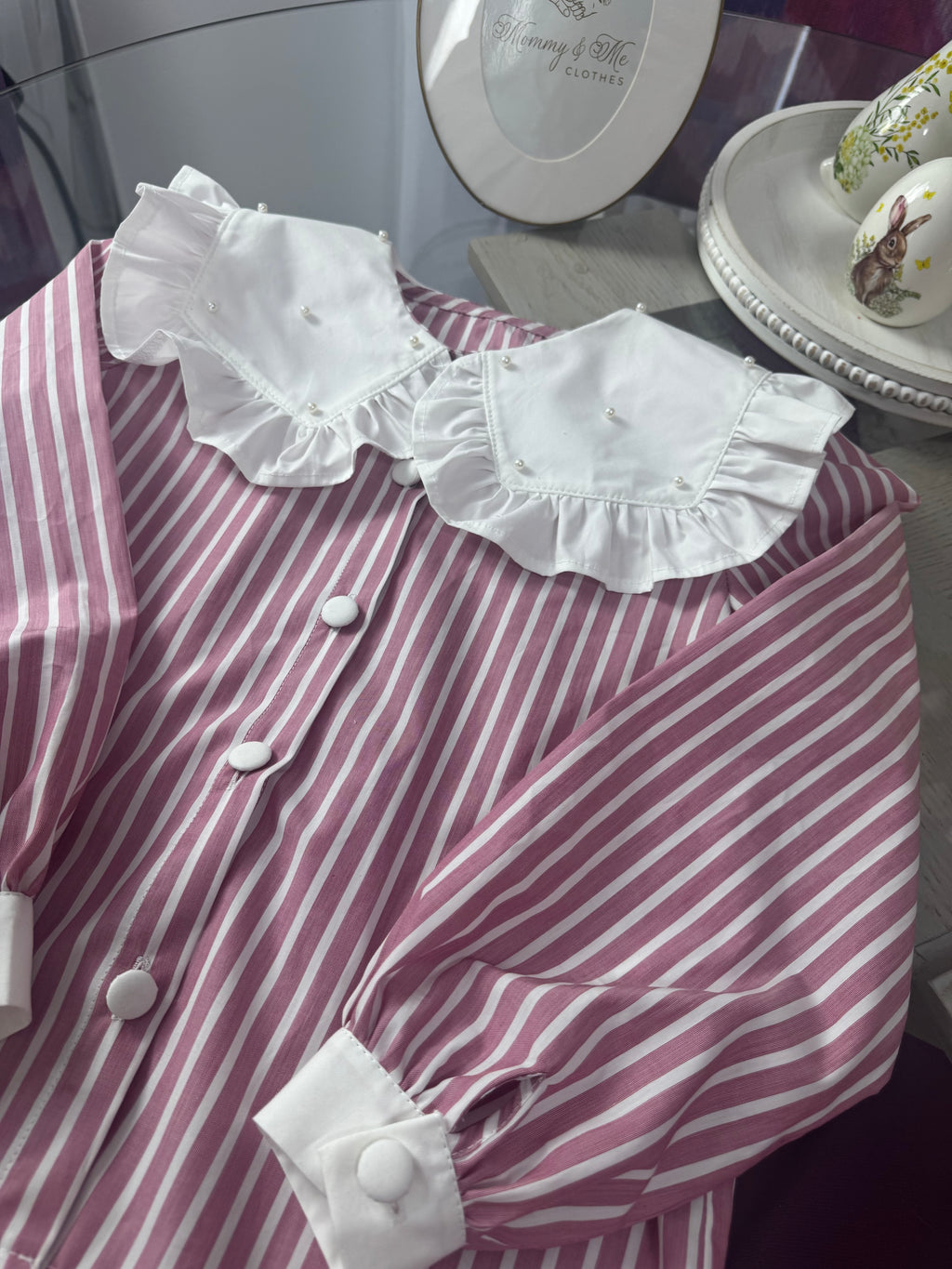 Cămașa  din bumbac cu dungi “ Rose Charm “