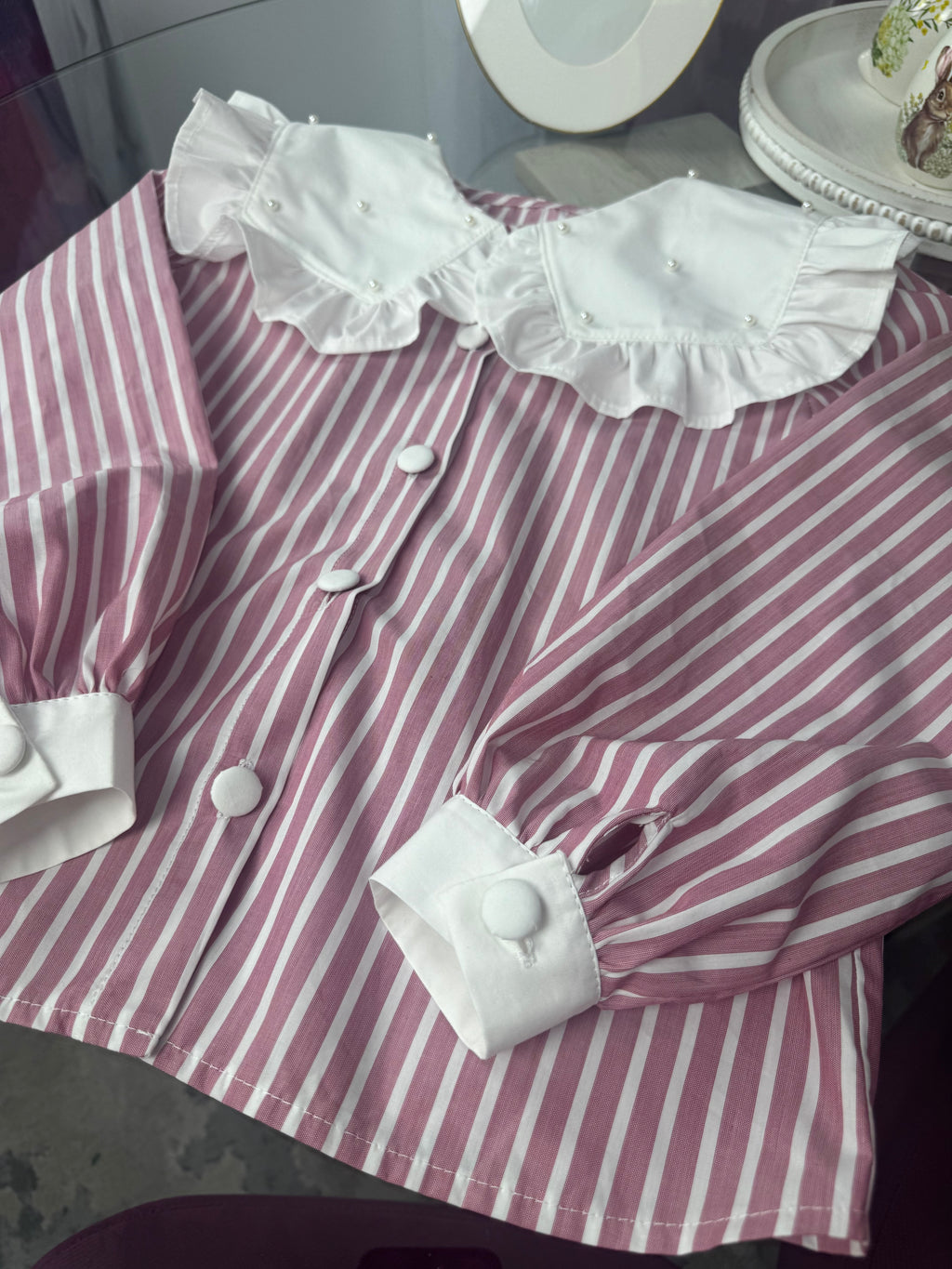 Cămașa  din bumbac cu dungi “ Rose Charm “
