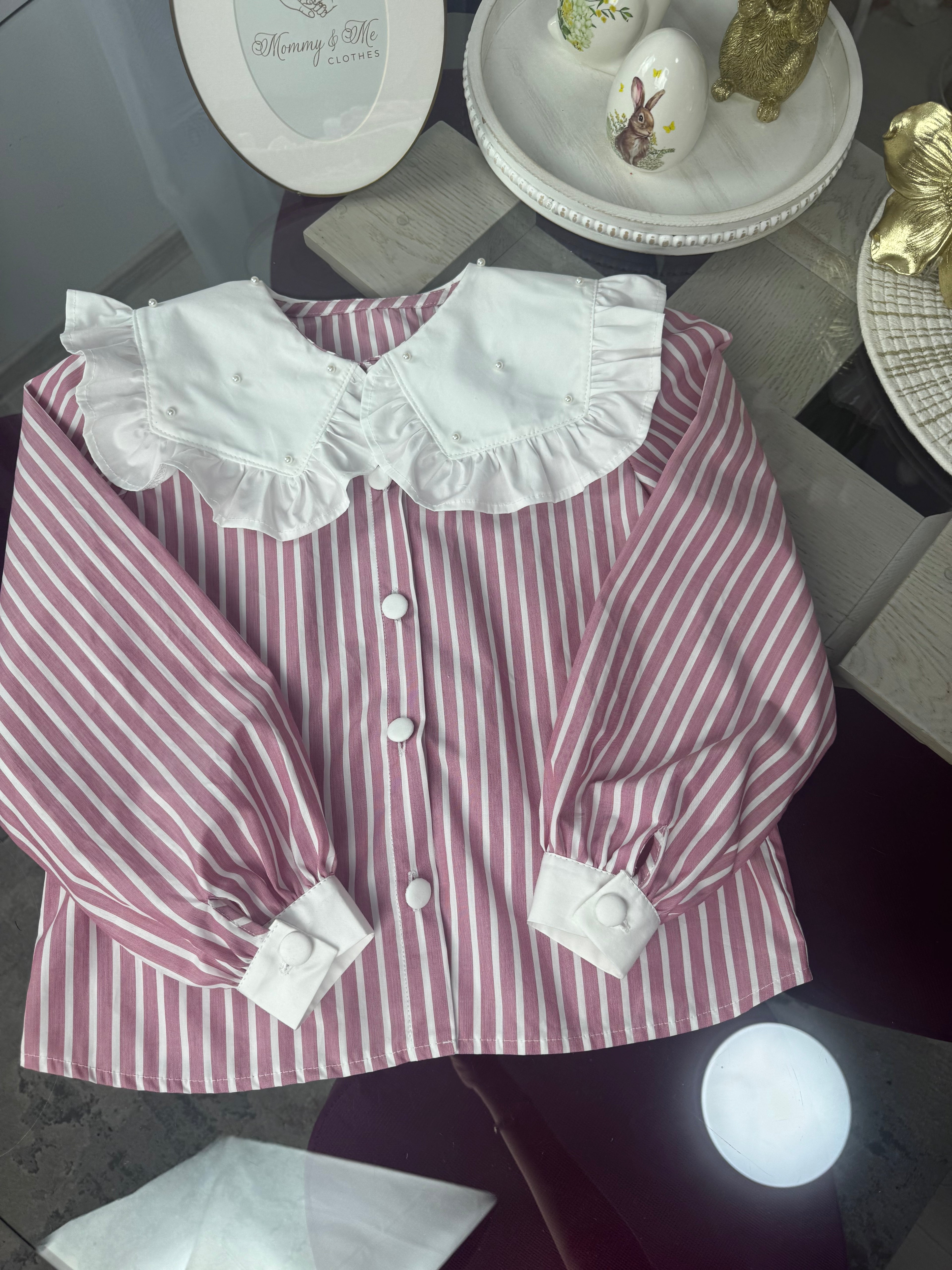 Cămașa  din bumbac cu dungi “ Rose Charm “