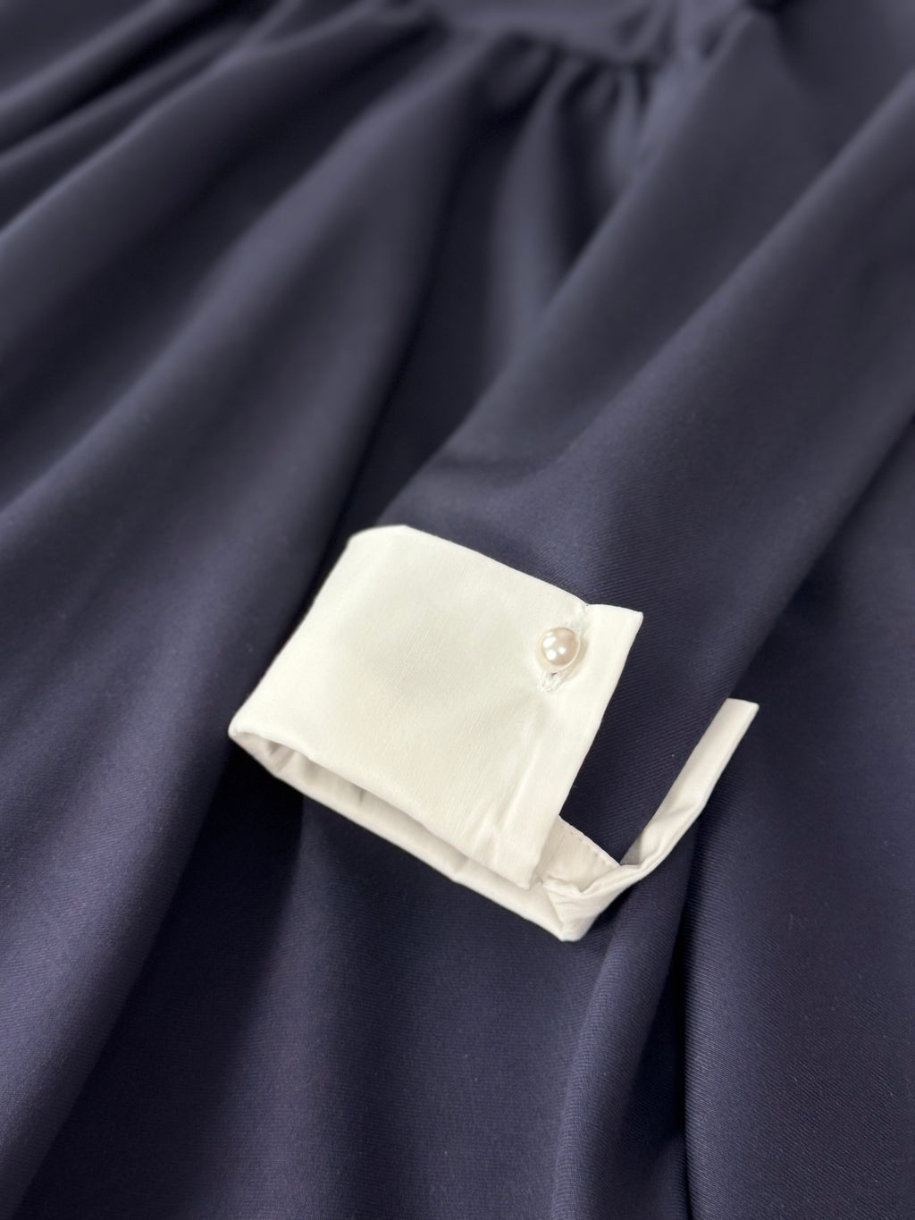 Rochie bleumarin pentru școală Victoria cu guler si manșete albe