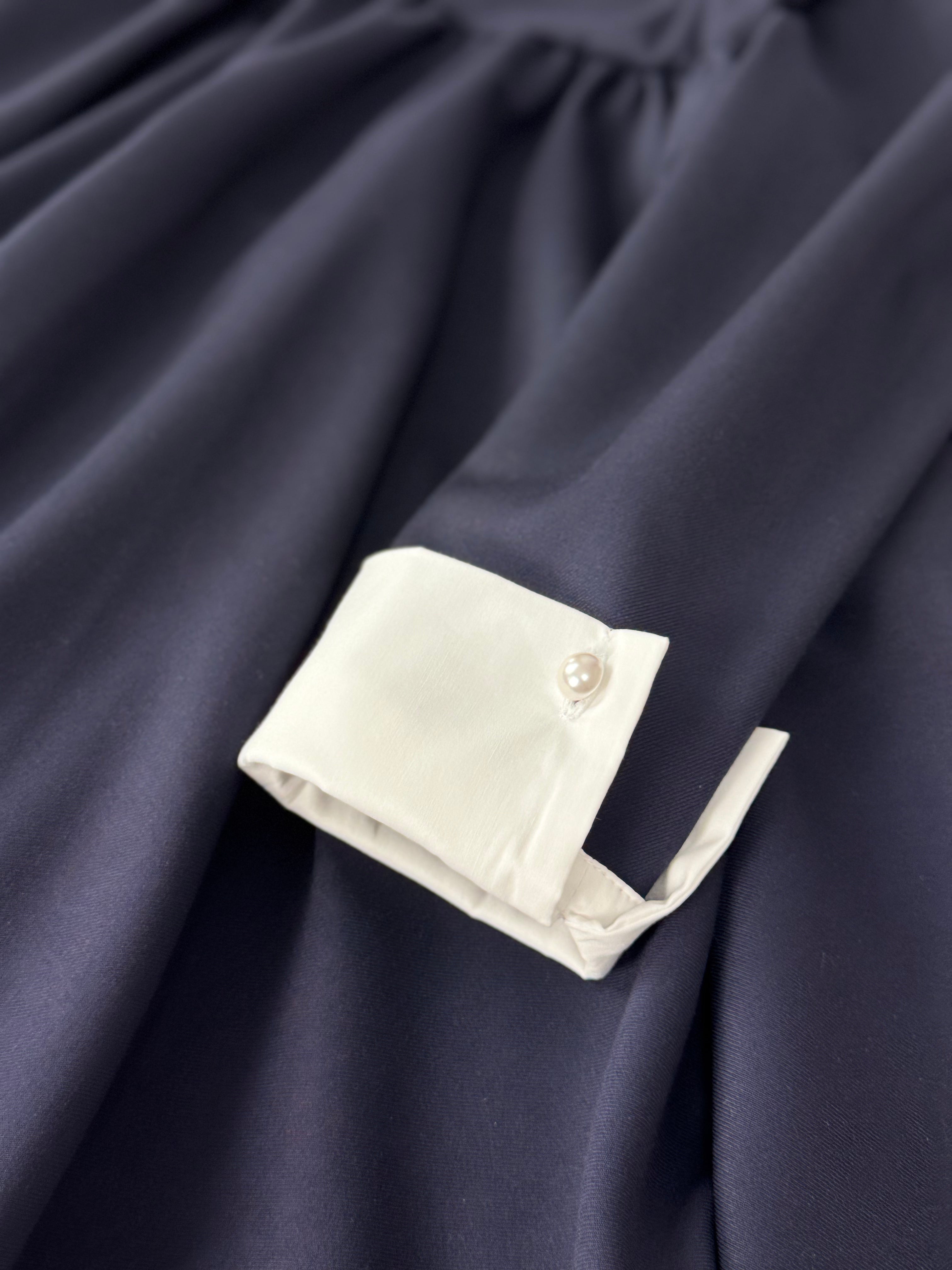 Rochie bleumarin pentru școală Victoria cu guler si manșete albe
