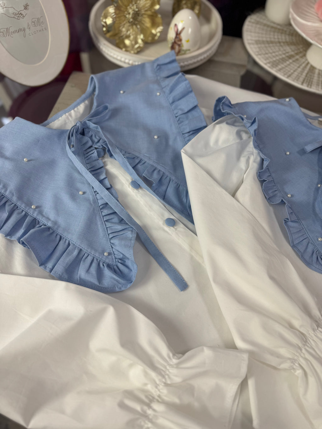 Set cămăși din bumbac mama-fiica cu guleraș oversize