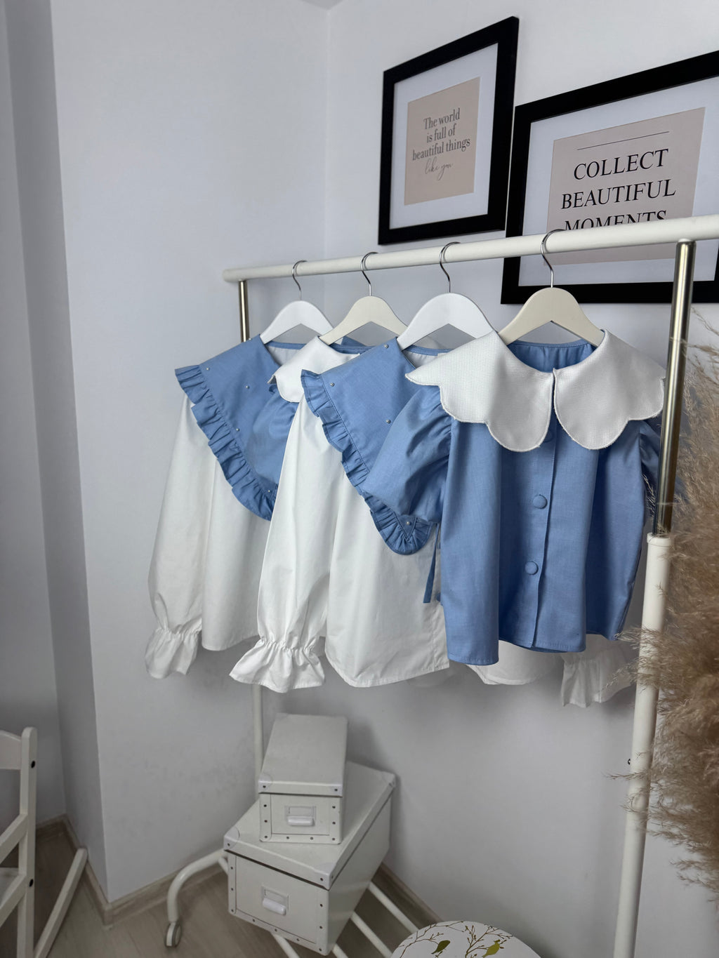 Set cămăși din bumbac mama-fiica cu guleraș oversize
