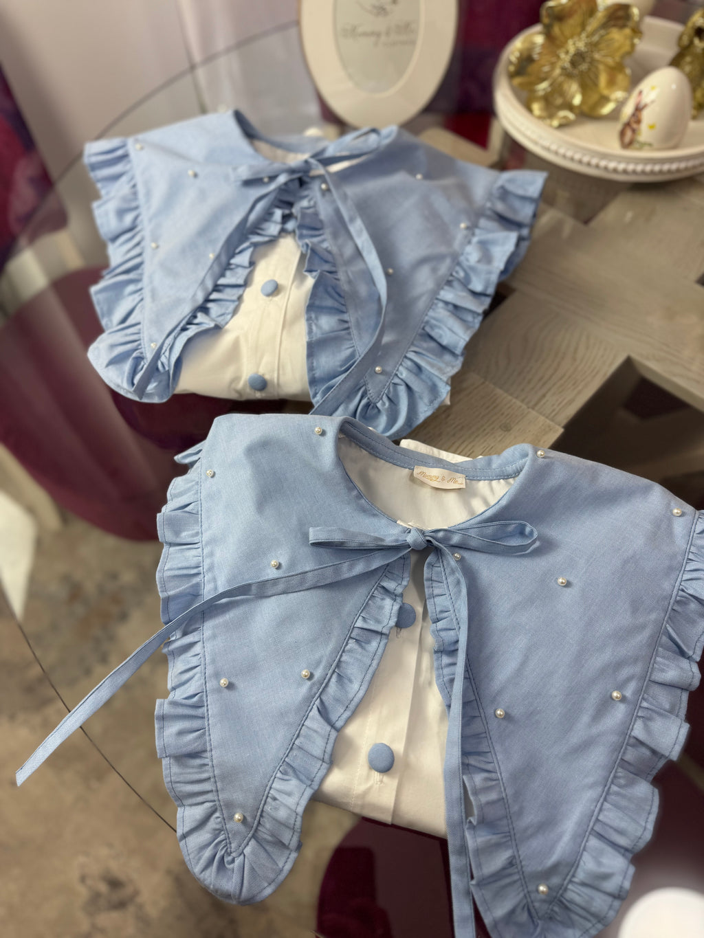 Set cămăși din bumbac mama-fiica cu guleraș oversize